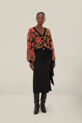 Black Midi Skirt Fringe Detail Timeless Piece