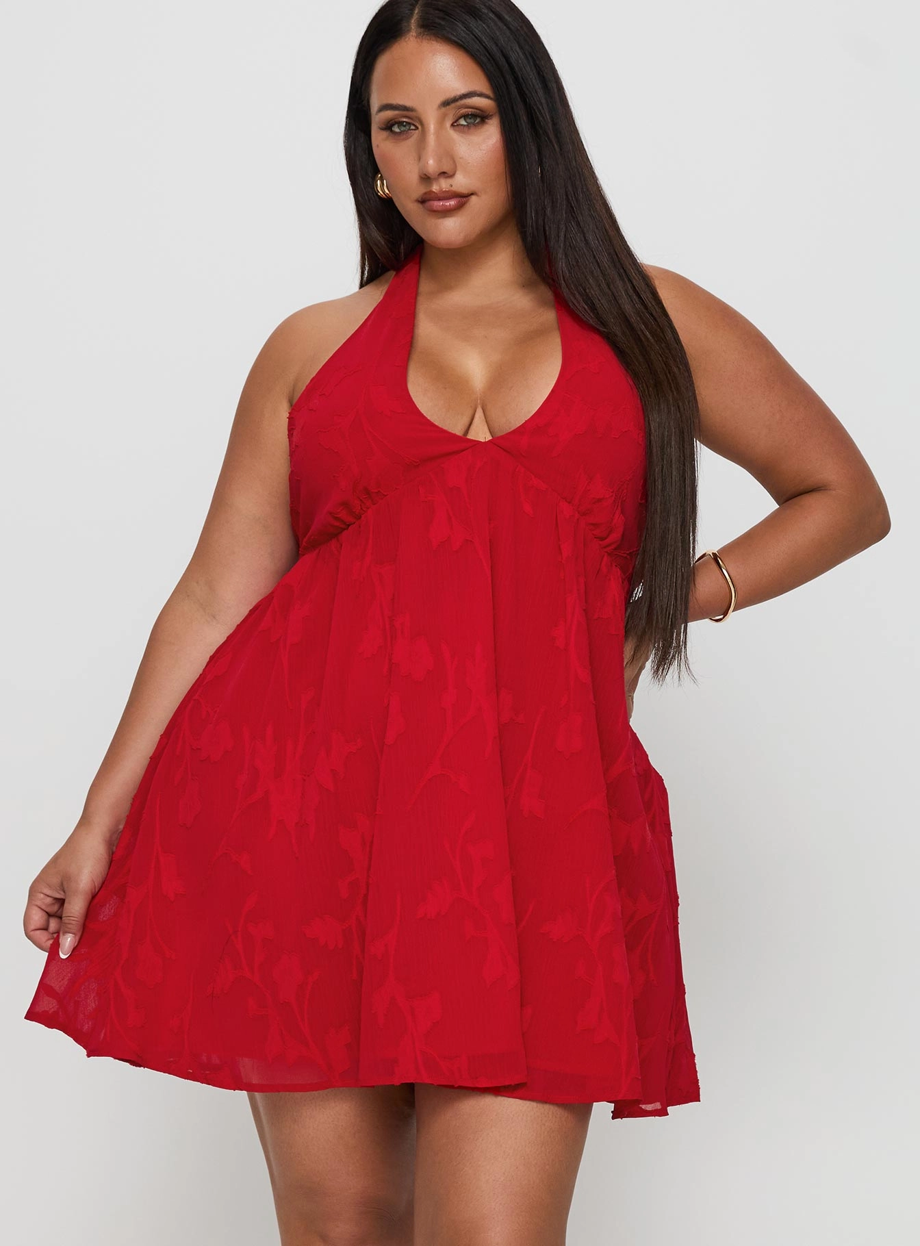 Moriah Halter Mini Dress Red Curve Breezy Comfort Tall Fit