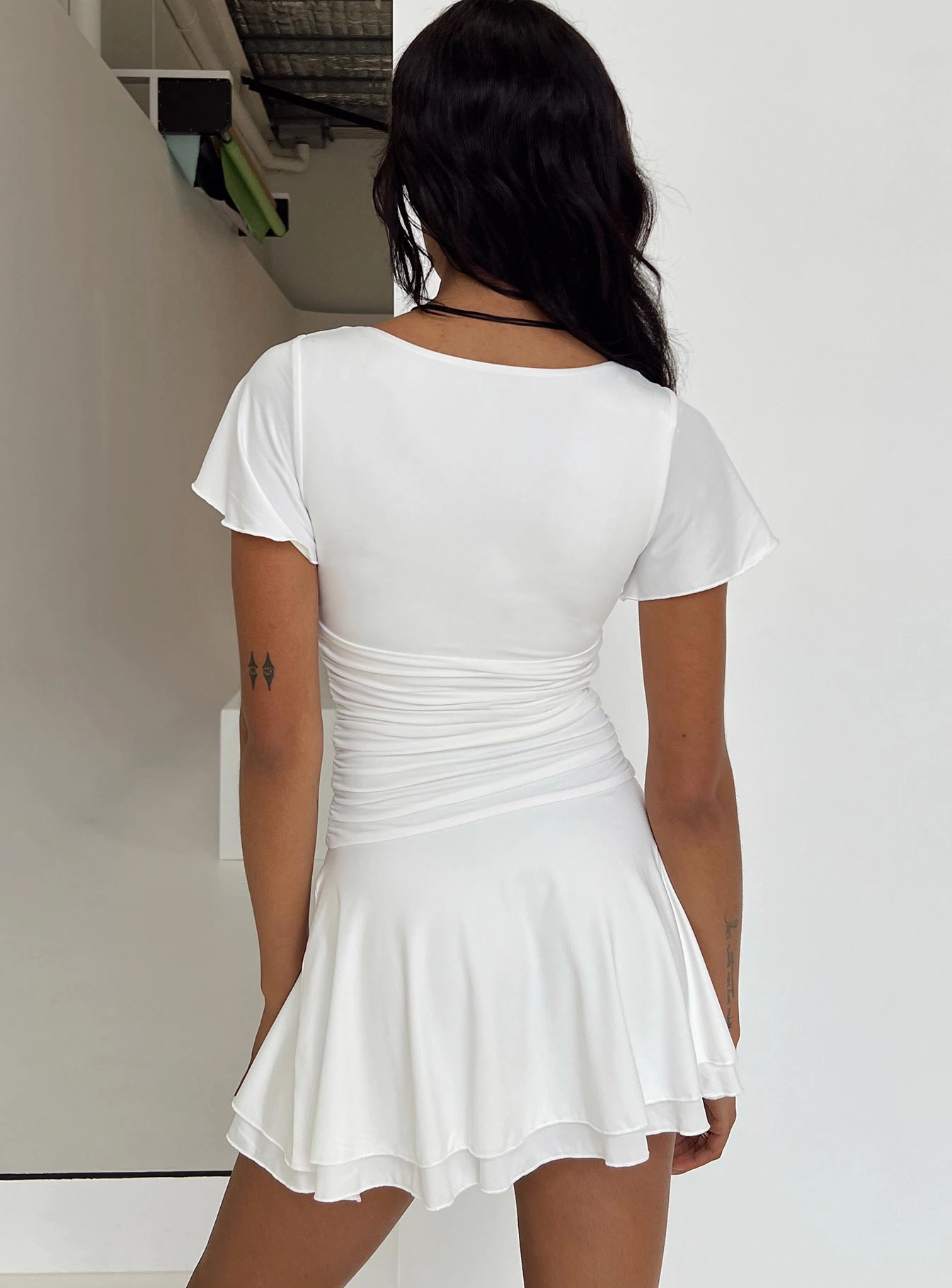 Geometric-pattern Canino Mini Dress White