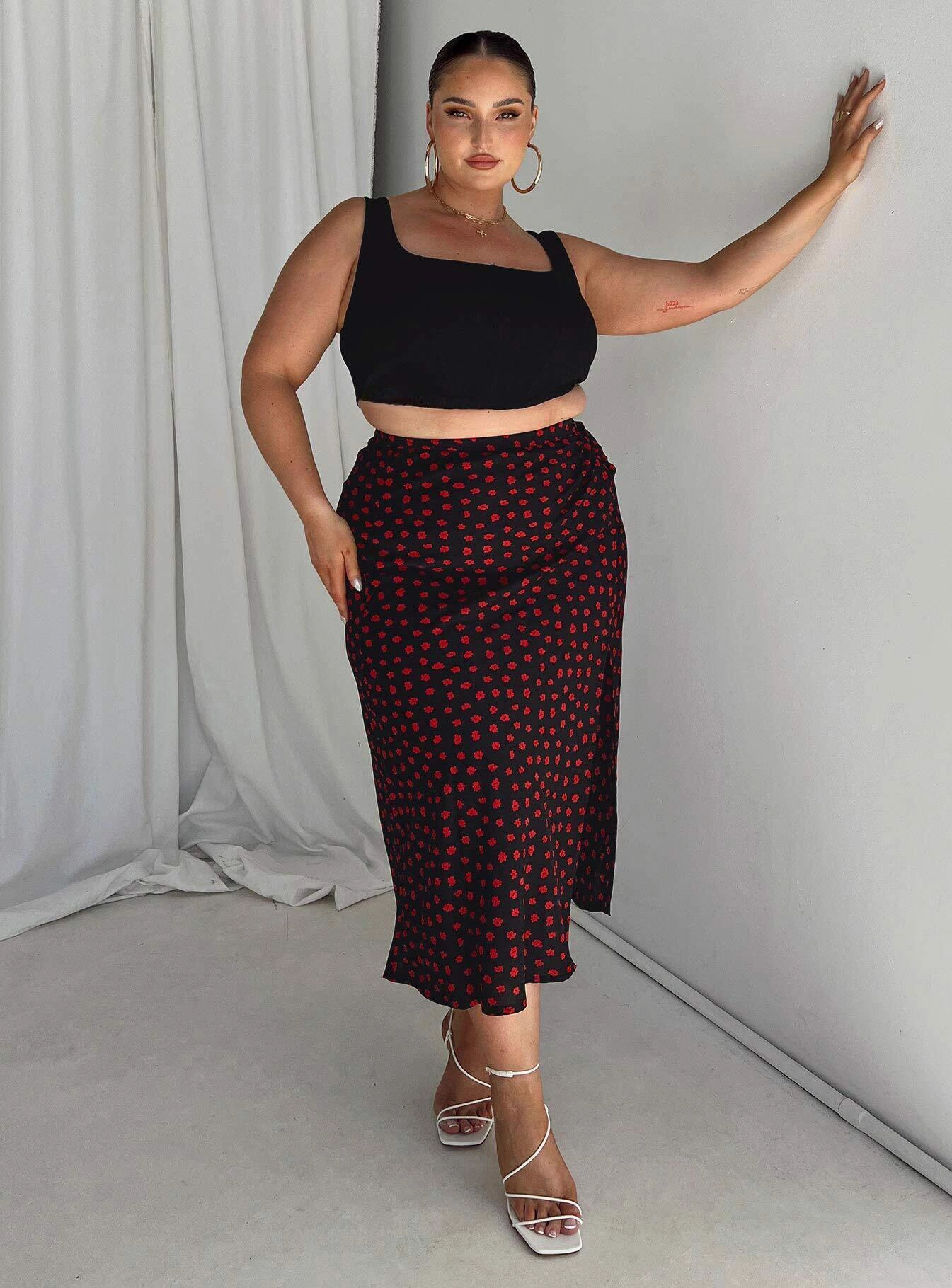 Mabel Midi Skirt Curve Biodegradable Fabric