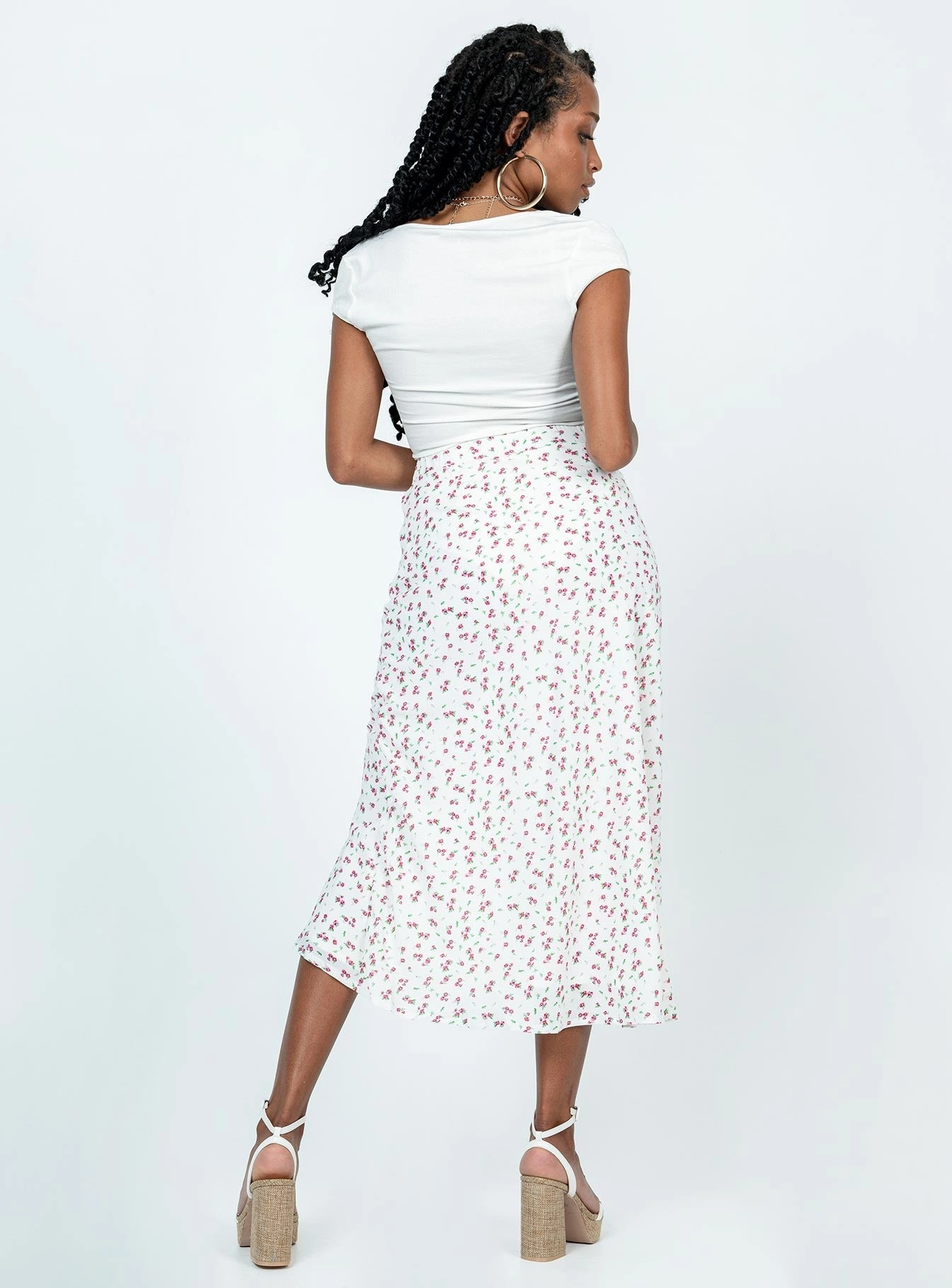 Statement Fashion Mabel Midi Skirt White Floral