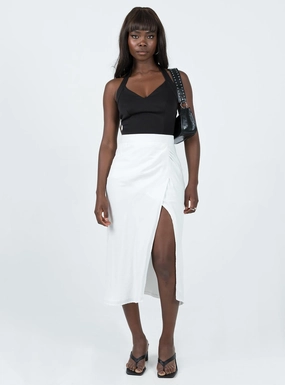 Mabel Midi Skirt White White Neutral Look Eco Friendly Dye