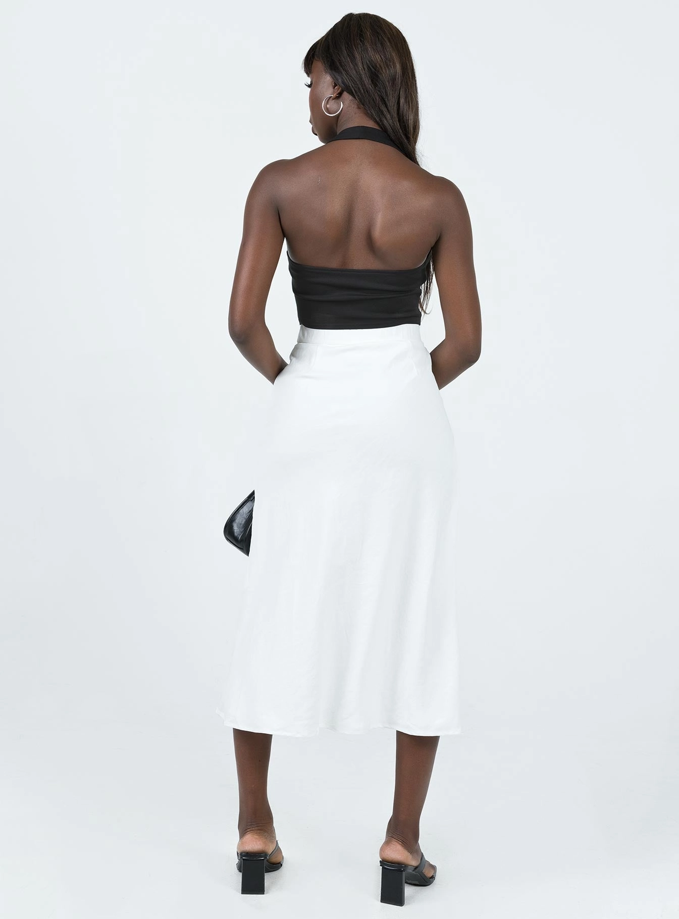 Sporty Casual Relaxed Look Mabel Midi Skirt White White