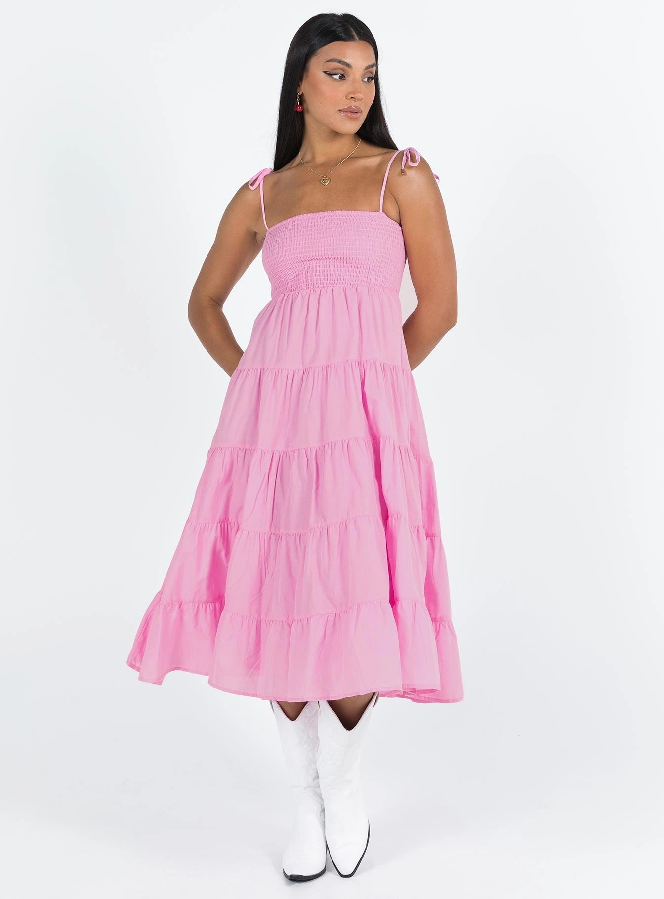 Beadwork Fit for All Seasons Macer Maxi Dress Pink