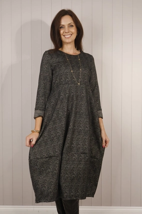 Clara Check Midi Dress Slate Grey Bold Mood