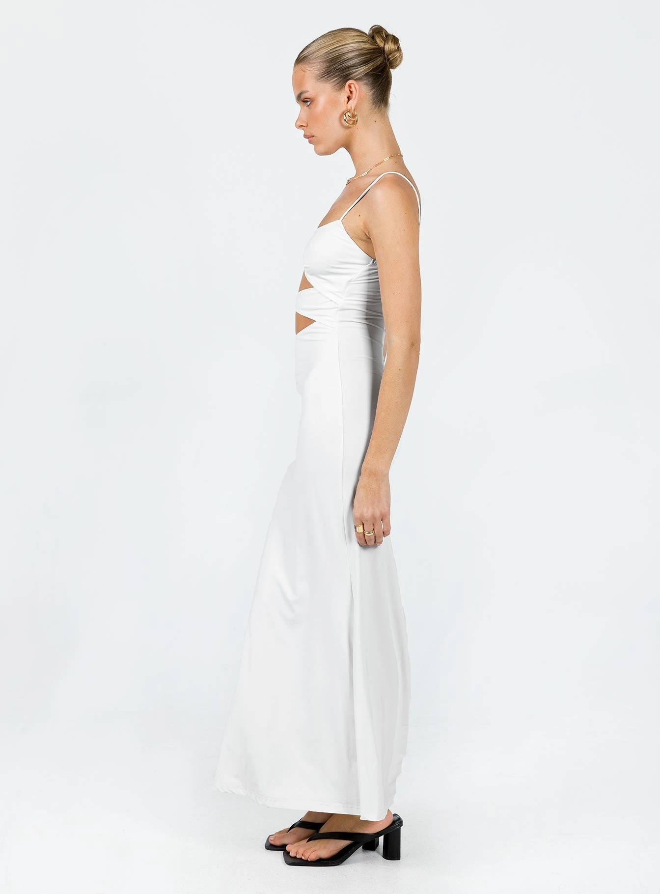 Fashionable outfit for outings Maci Eco Nylon Maxi Dress White