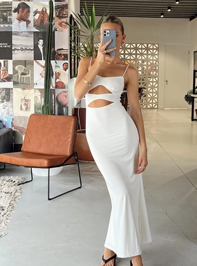 Fast Chic Maci Eco Nylon Maxi Dress White