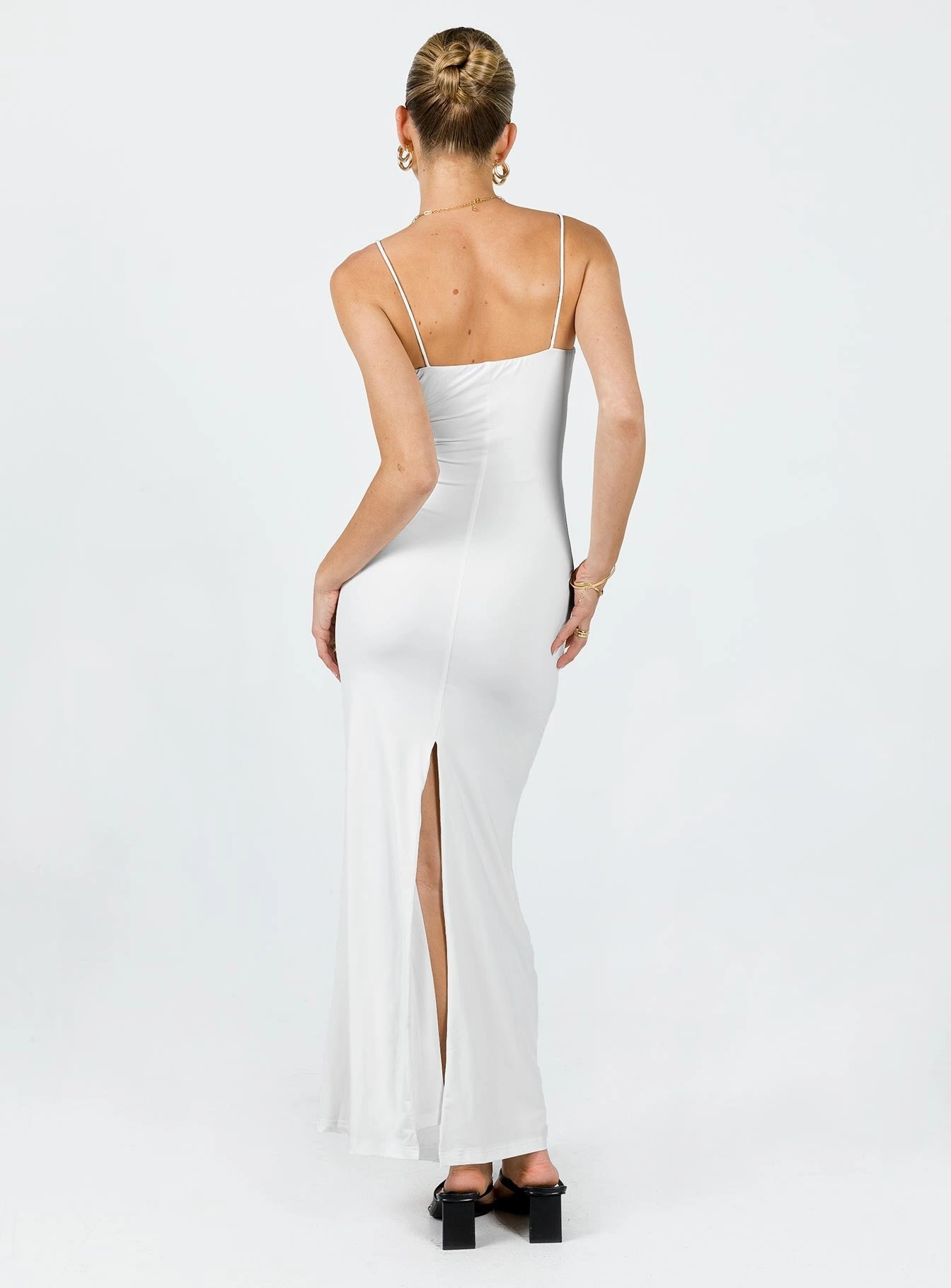 Smooth Layering Simplistic Mood Maci Eco Nylon Maxi Dress White