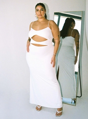 Maci Maxi Dress White Curve Style Moment Patterned-Fabric