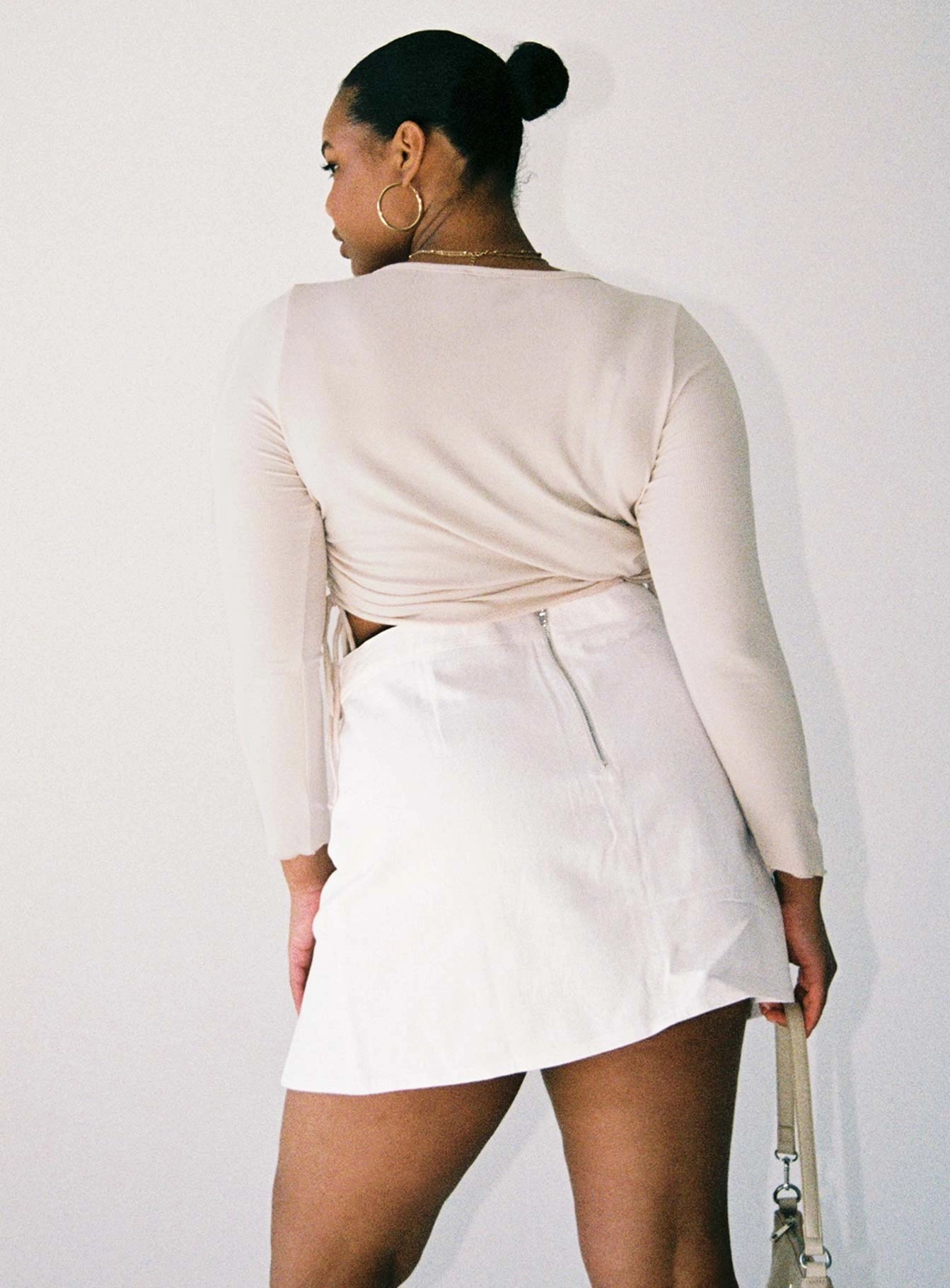 Sporty Casual Key Feature Madison Mini Skirt White Curve