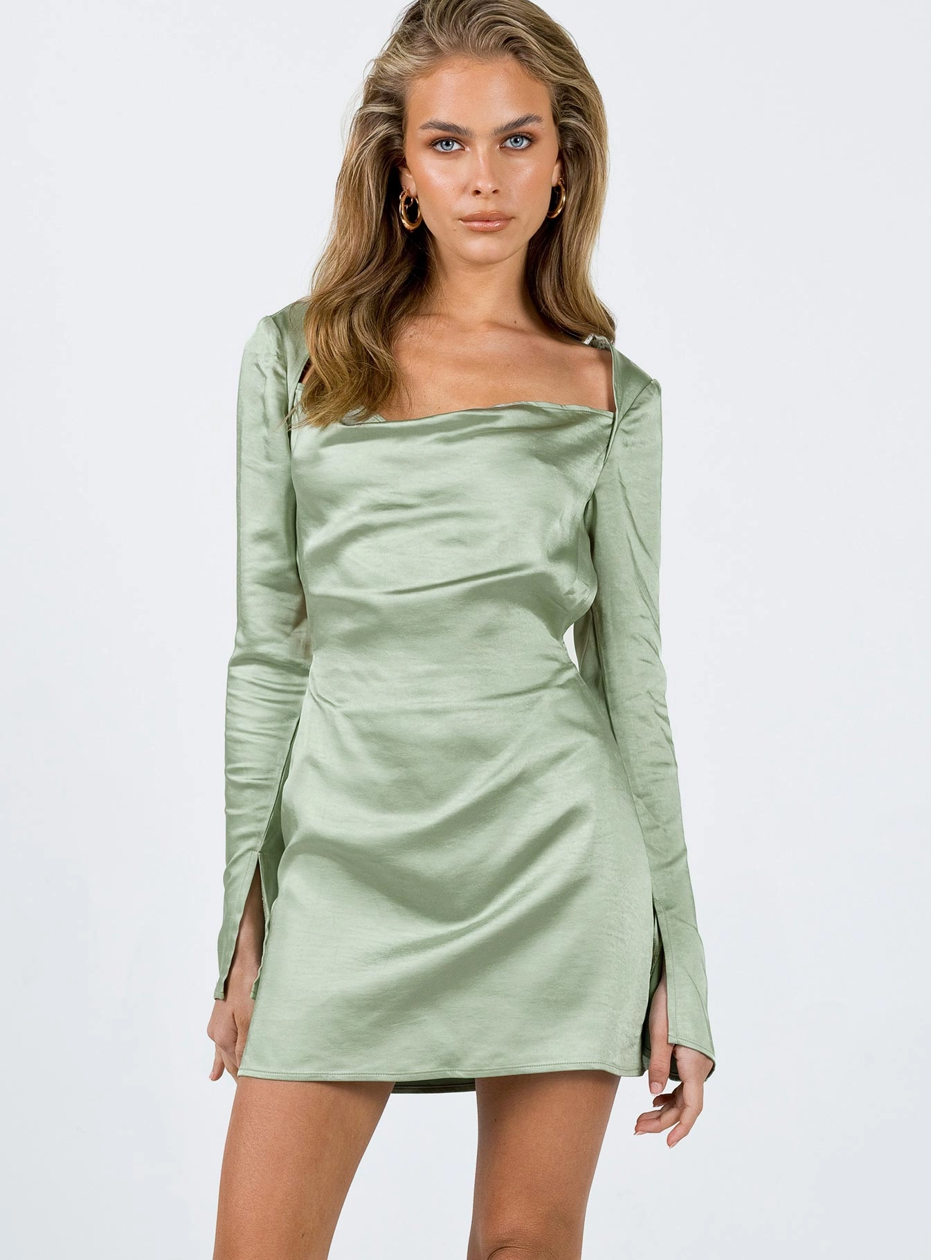 Maia Long Sleeve Mini Dress Green everyday staple Contemporary Wear