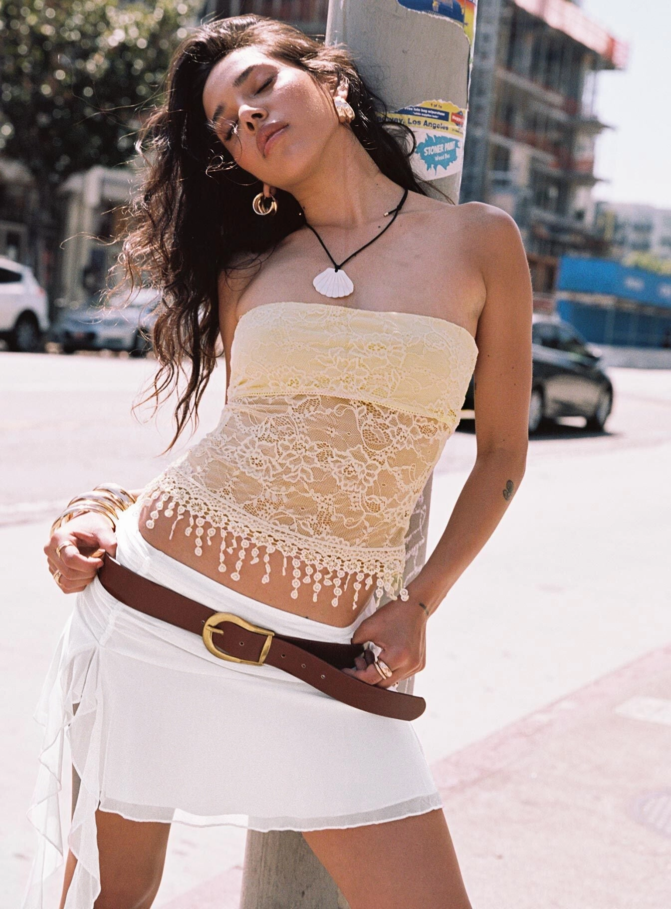 Photoshoot Ready Style Essential Maidie Asymmetric Ruffle Mini Skirt Cream