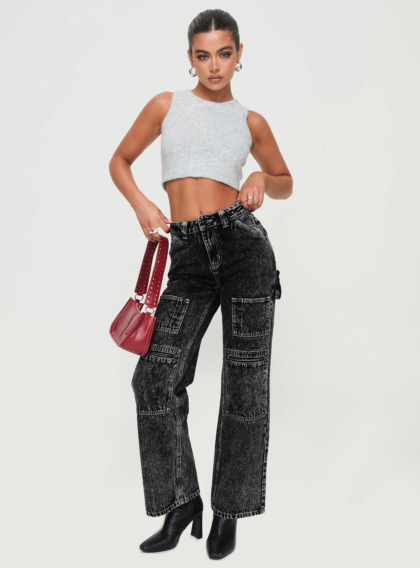 Malachie High Rise Jeans Black Acid Wash Elegant Urban Explorer Athlete Fit All Body Fit