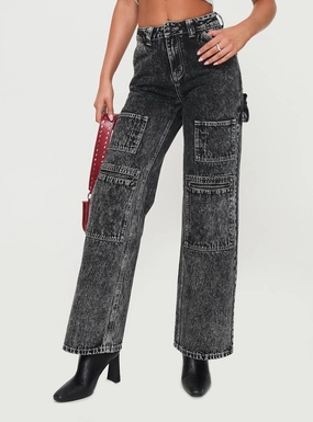 Minimalist Eco Friendly Malachie High Rise Jeans Black Acid Wash