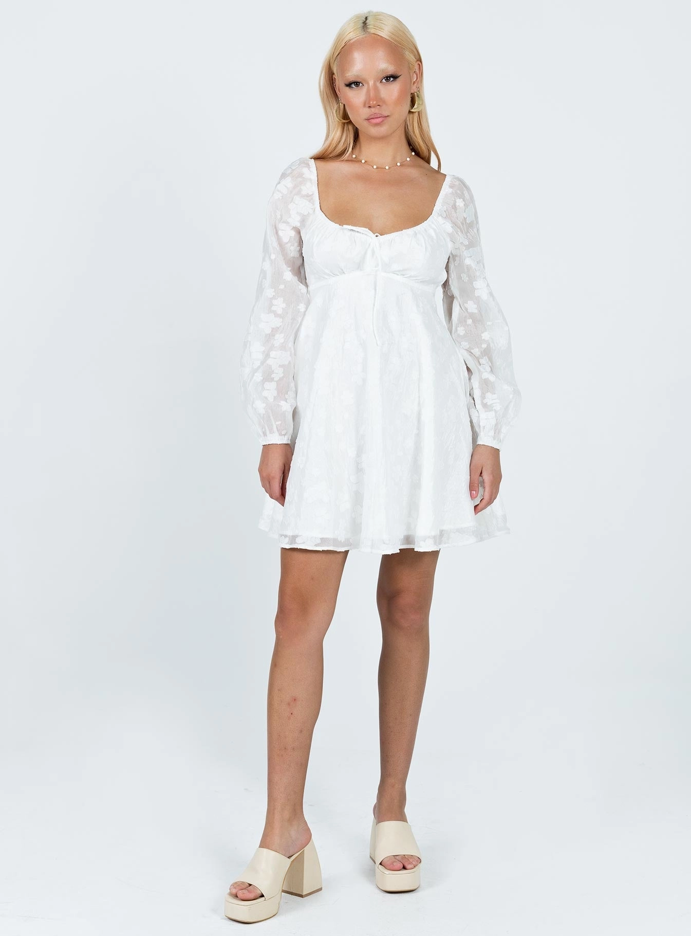 Marceau Long Sleeve Mini Dress White Modern Fit Effortless Style