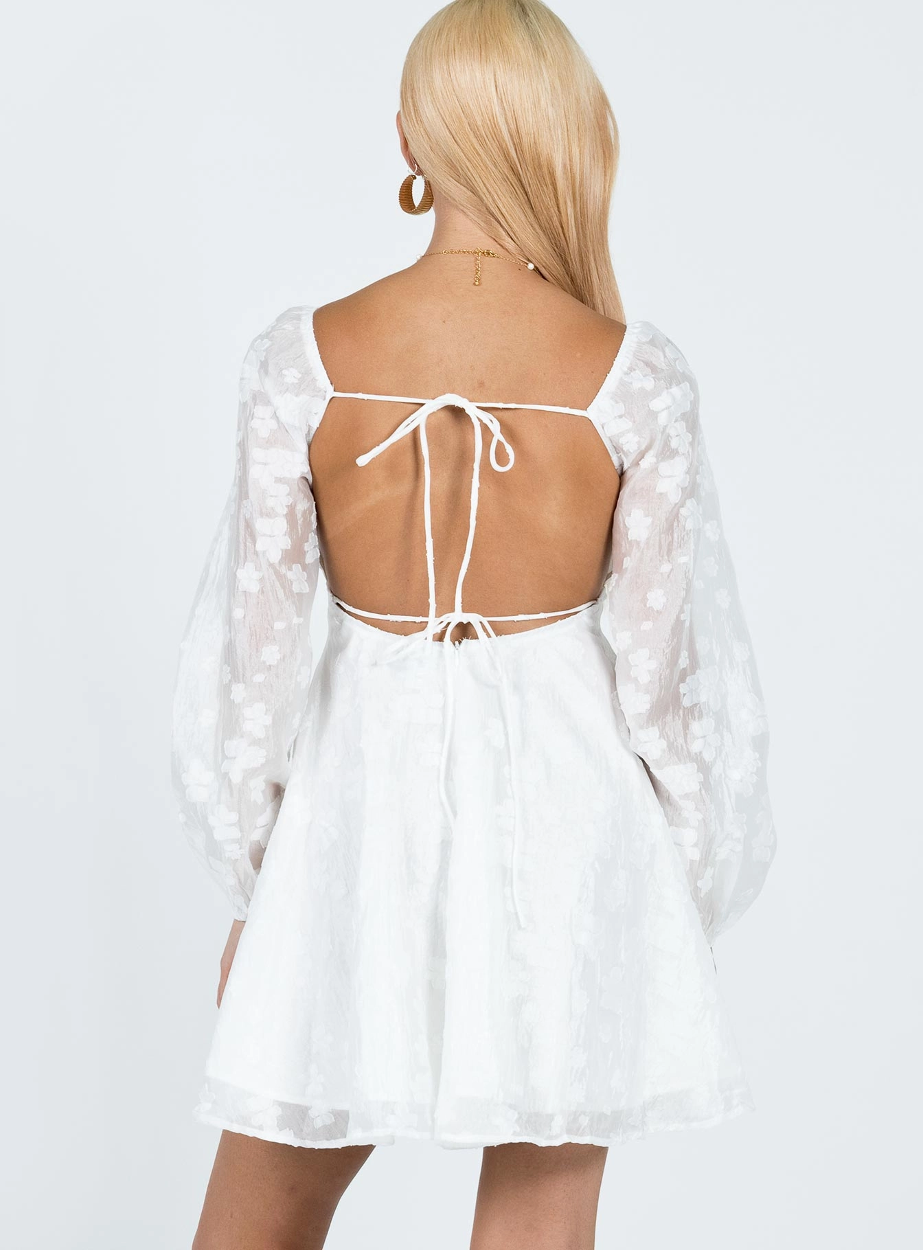 Cool Movement Bohemian-Style Marceau Long Sleeve Mini Dress White