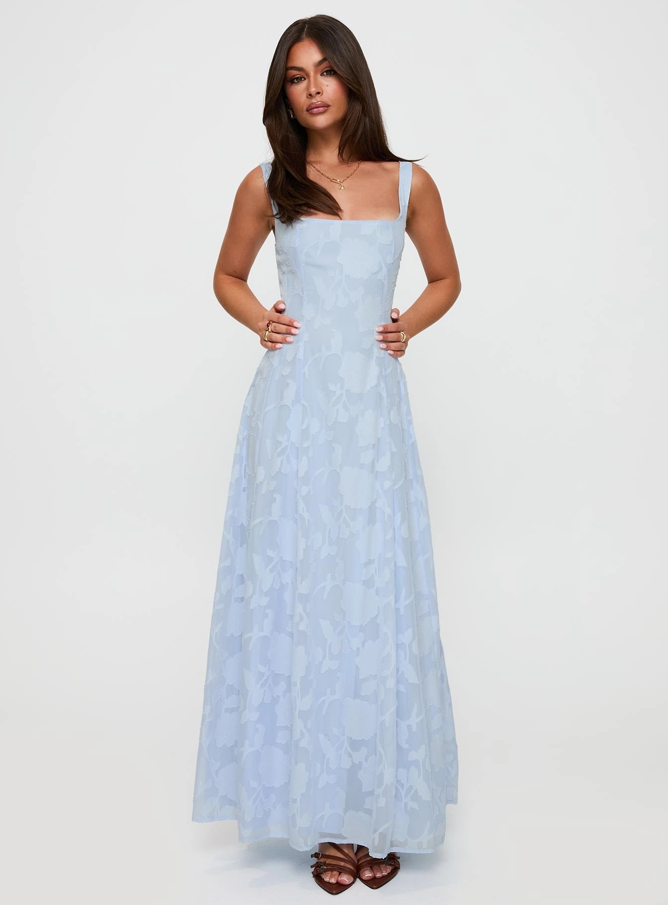 Office Layer Modern Layering Margaux Burnout Maxi Dress Blue