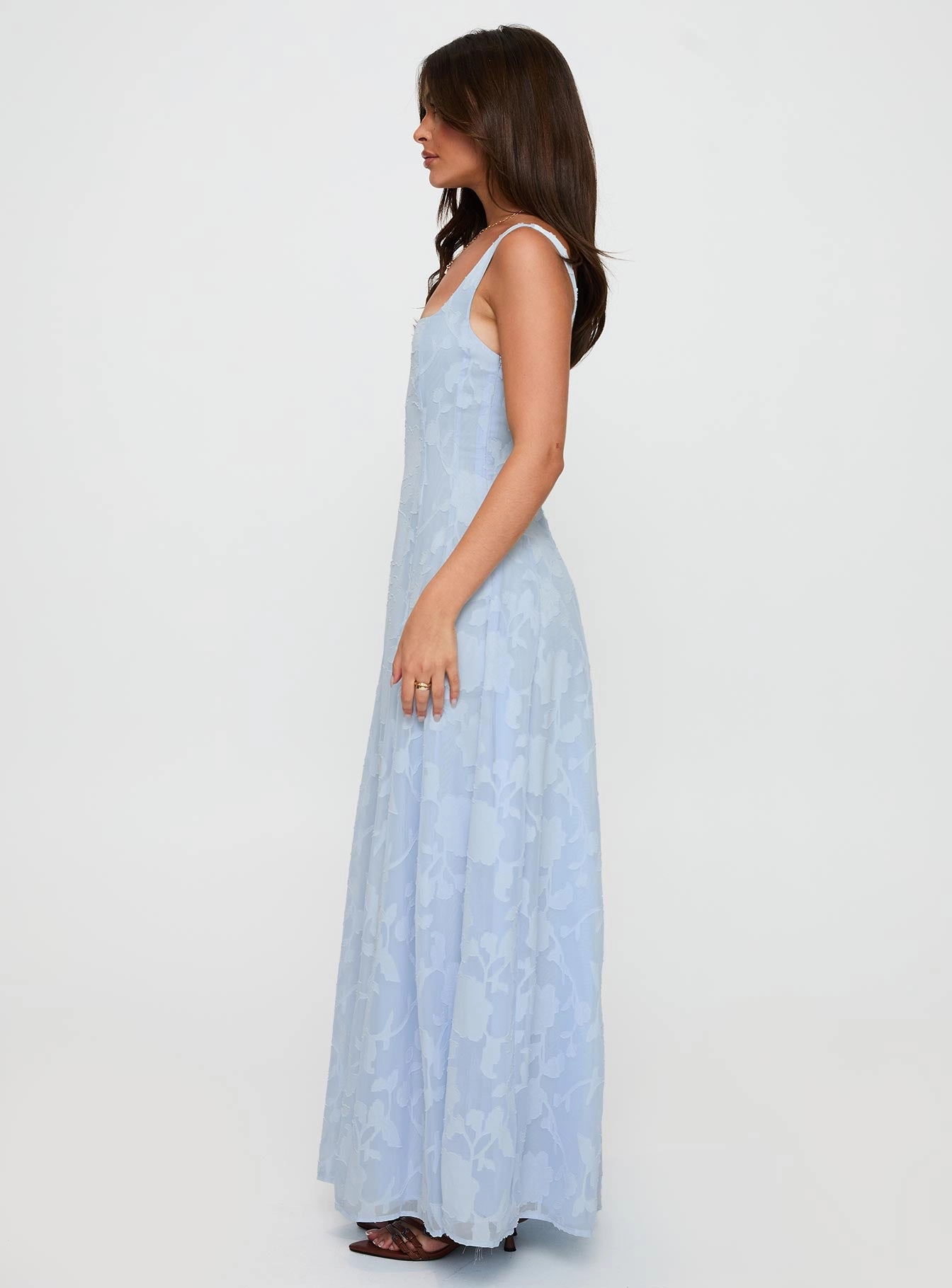 Margaux Burnout Maxi Dress Blue Formal Style
