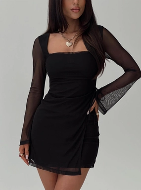 Martinez Long Sleeve Mini Dress Black Standout Feature