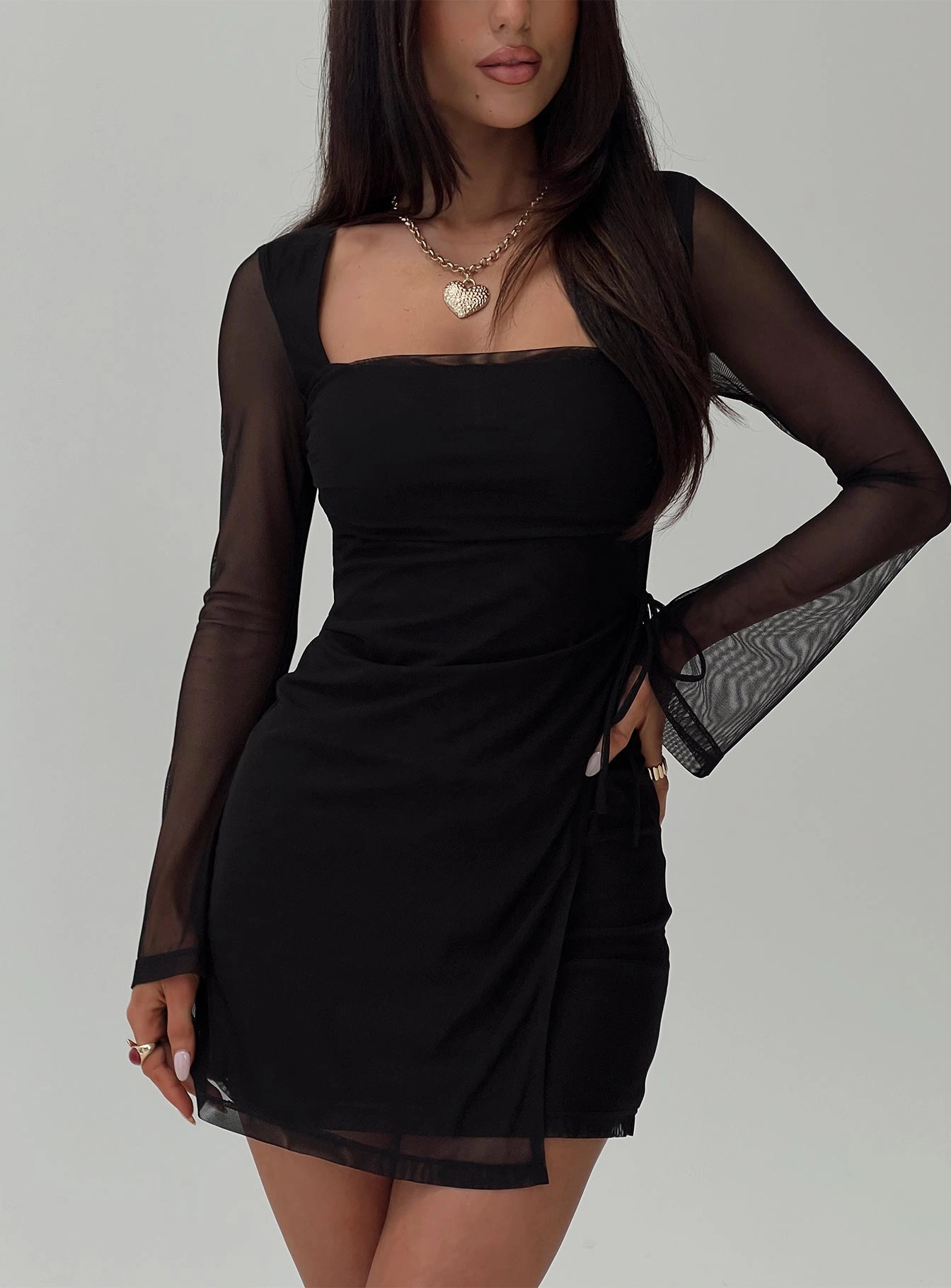 Martinez Long Sleeve Mini Dress Black Standout Feature