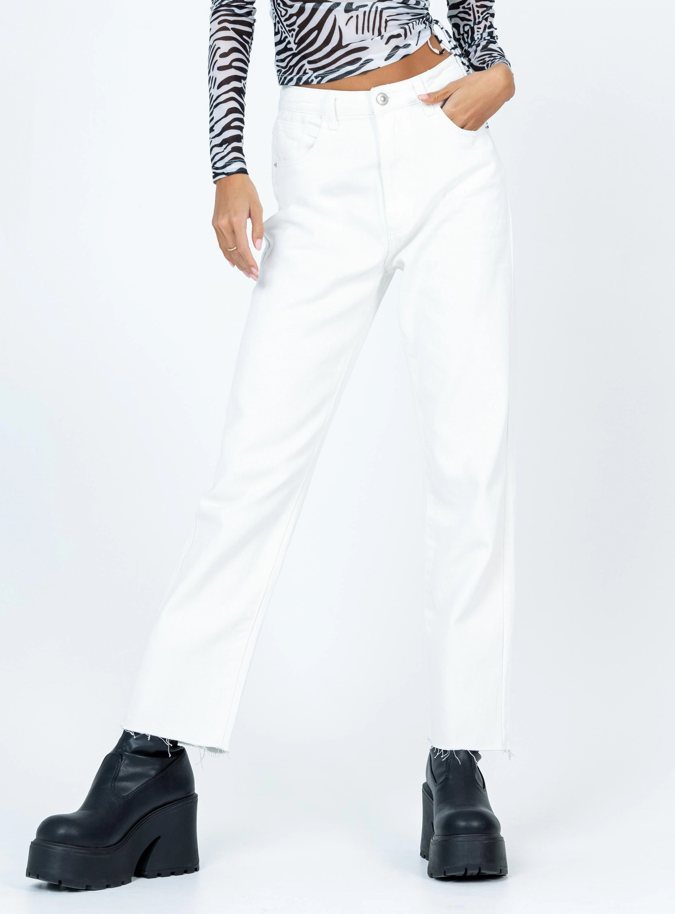 Harrow Straight Leg Denim Jeans White Stretch Classic Gym Ready