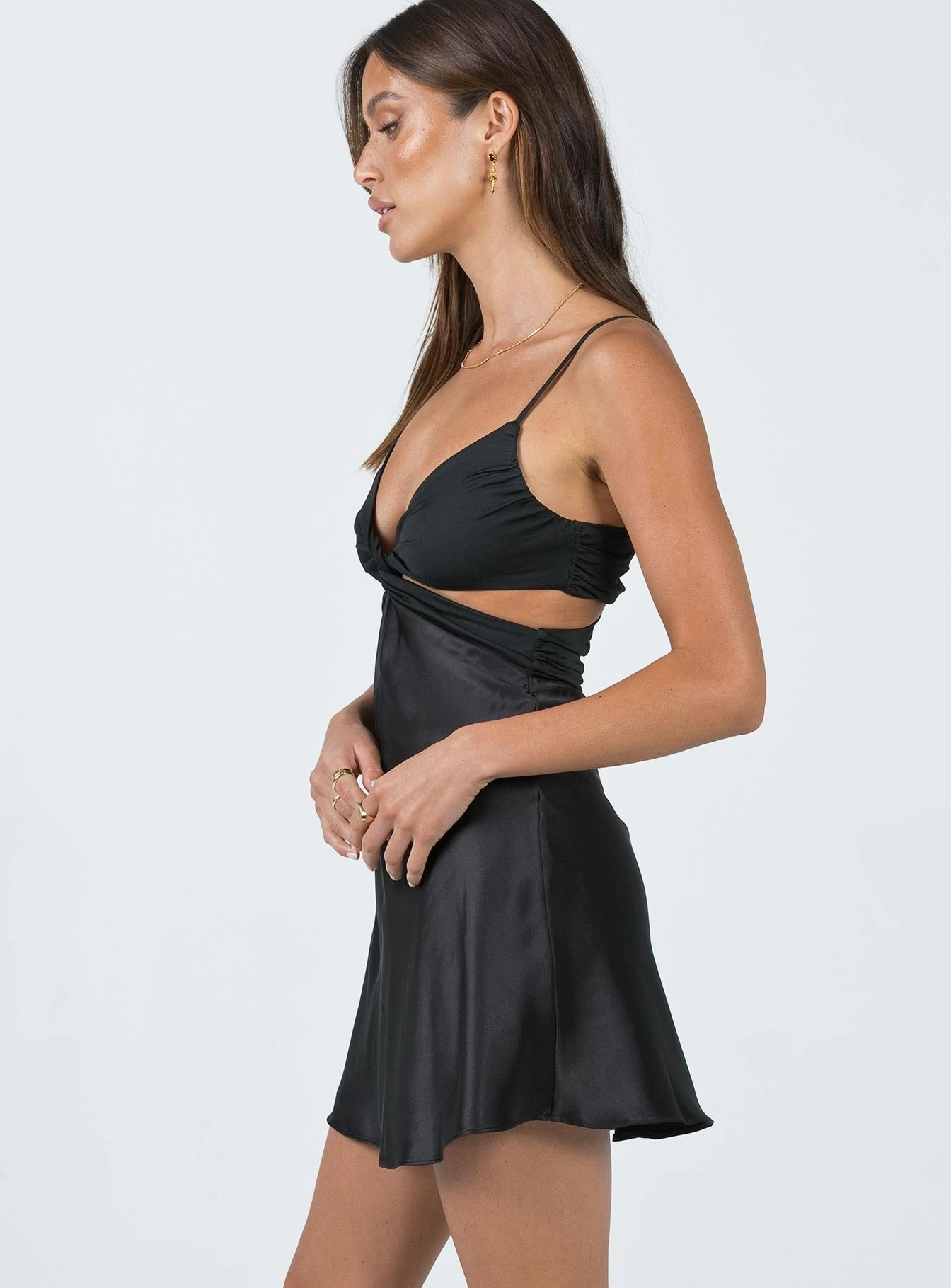 Street Edge Layered Volume Mathers Mini Dress Black