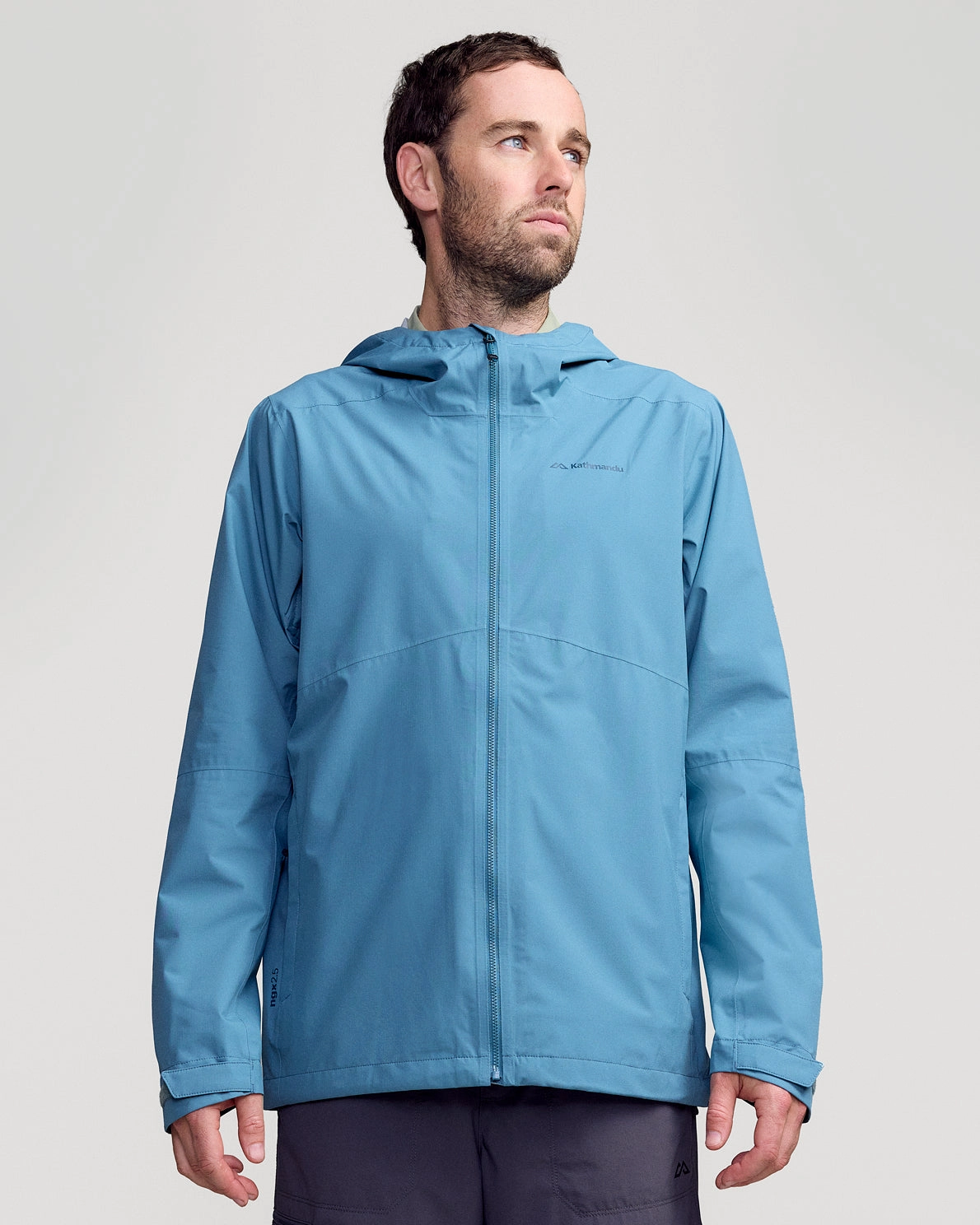 Wrinkle Free Texture Convertible Silhouette Men's Trailhead Stretch 2.5L Rain Jacket - Washed Blue