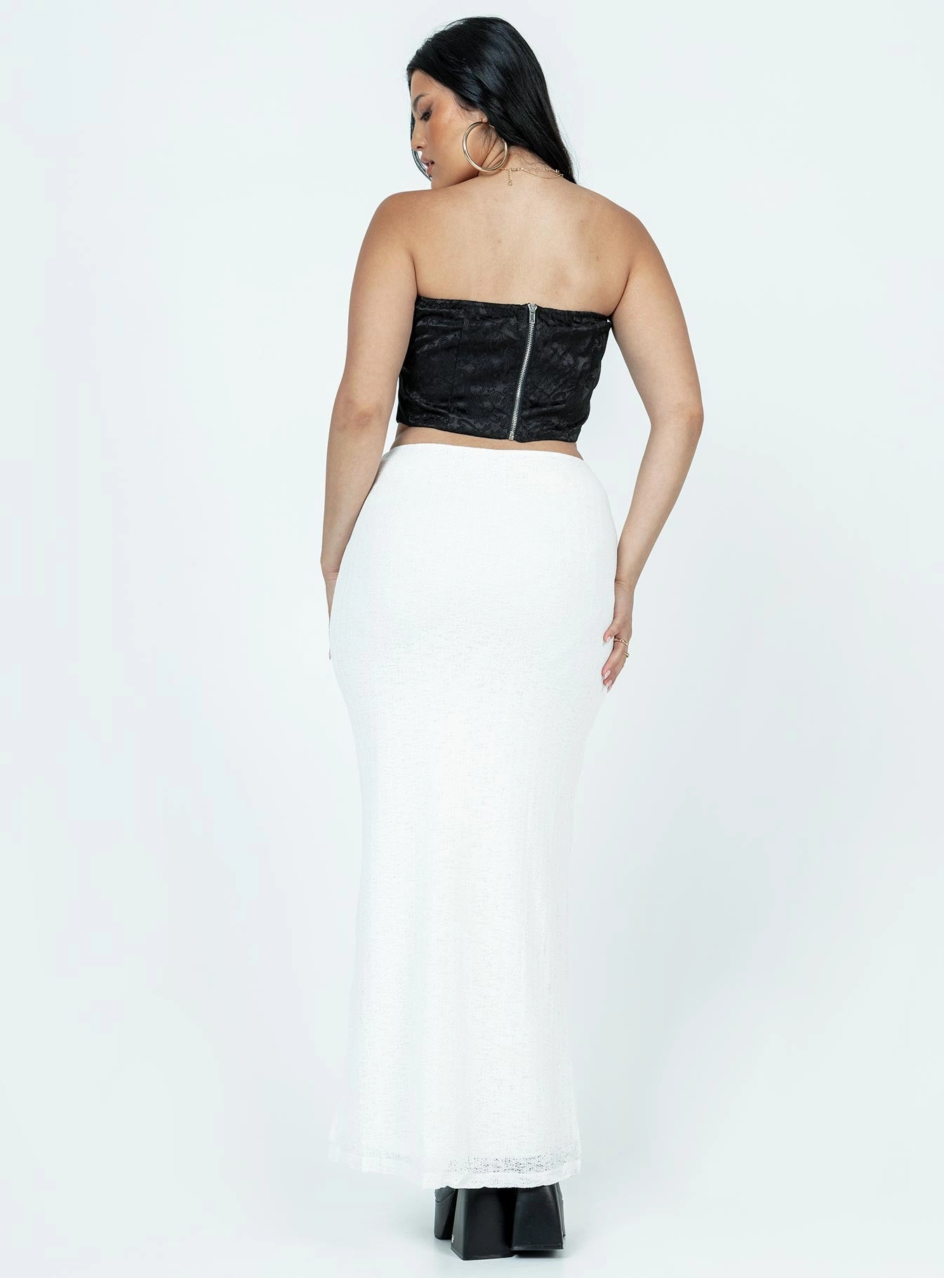Maynard Maxi Skirt White Ventilated Slits