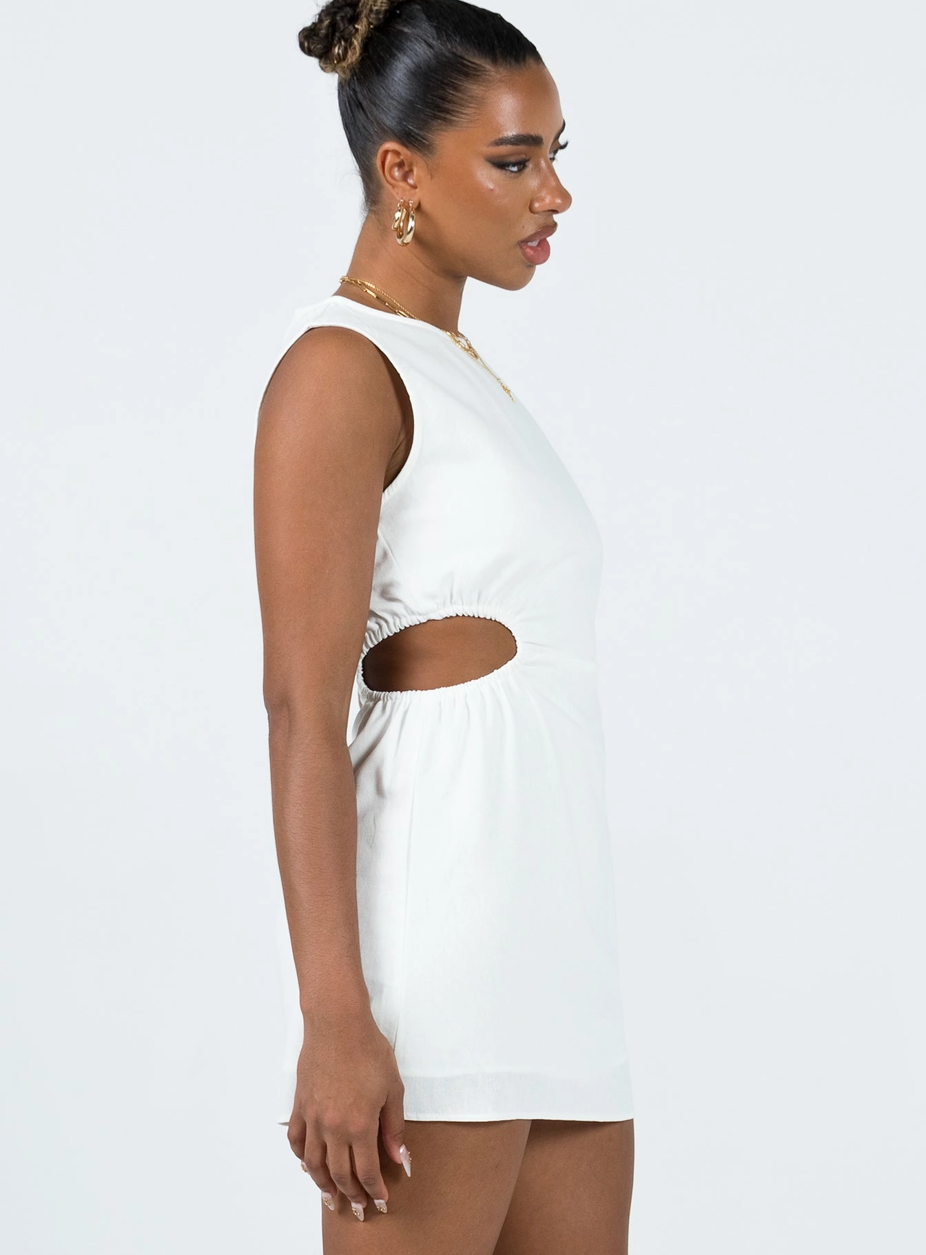 Mayzie Mini Dress White Semi Fit Easy Wrap