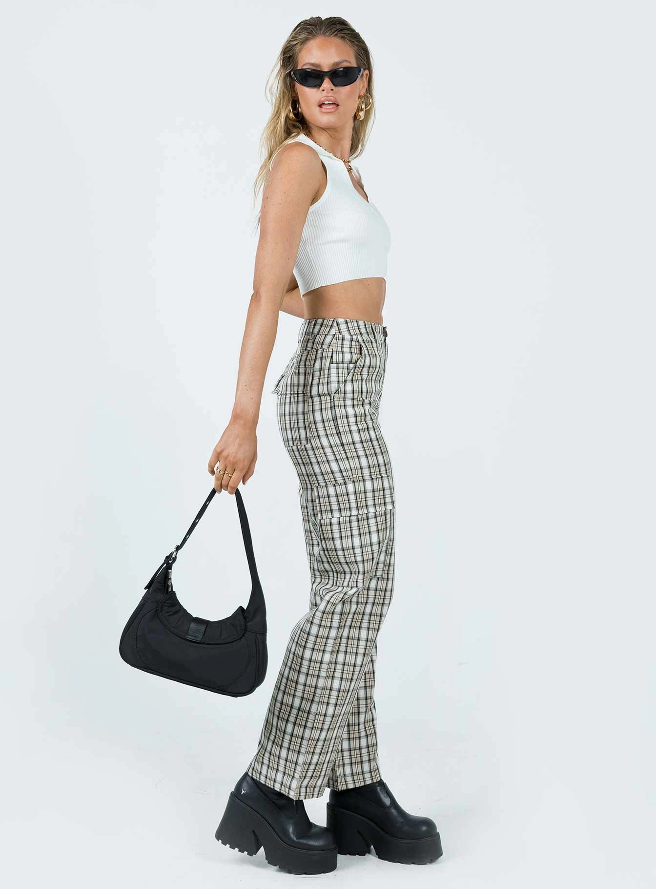Slim Stretch Fit Mckay Check Cargo Pants Multi