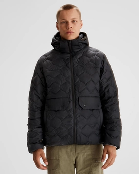 Durable Outer Layer Auxiliary Attachment Points Men's Any Time Down Hooded Parka Jacket- Black Stingray