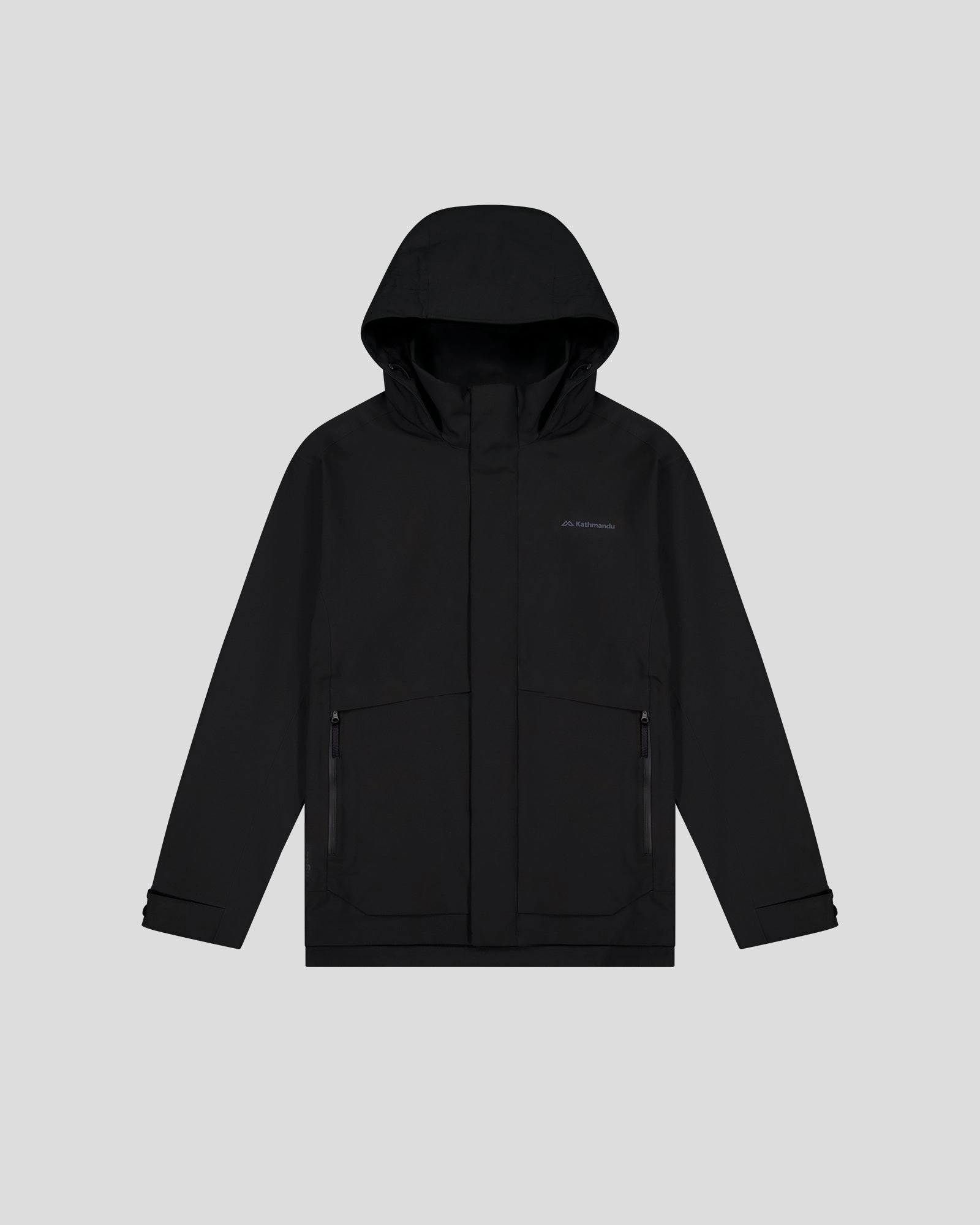 NonRestrictive Cut Single Breasted Men??s Citytrek 2L Rain Jacket - Black Stingray