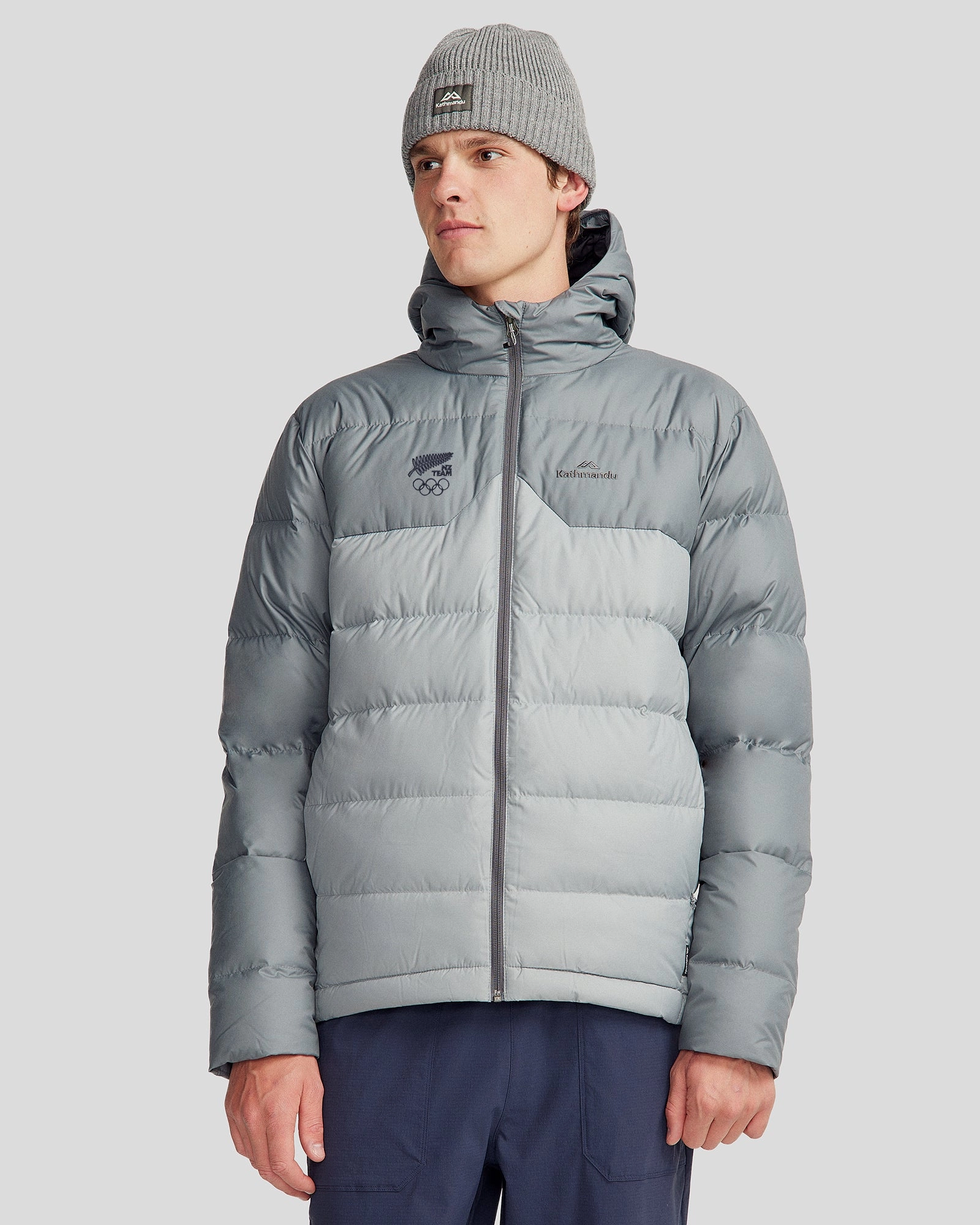 Men's Epiq Hooded Down Jacket - Moon | New Zealand Team Supporters Collection Mold Resistant Coating