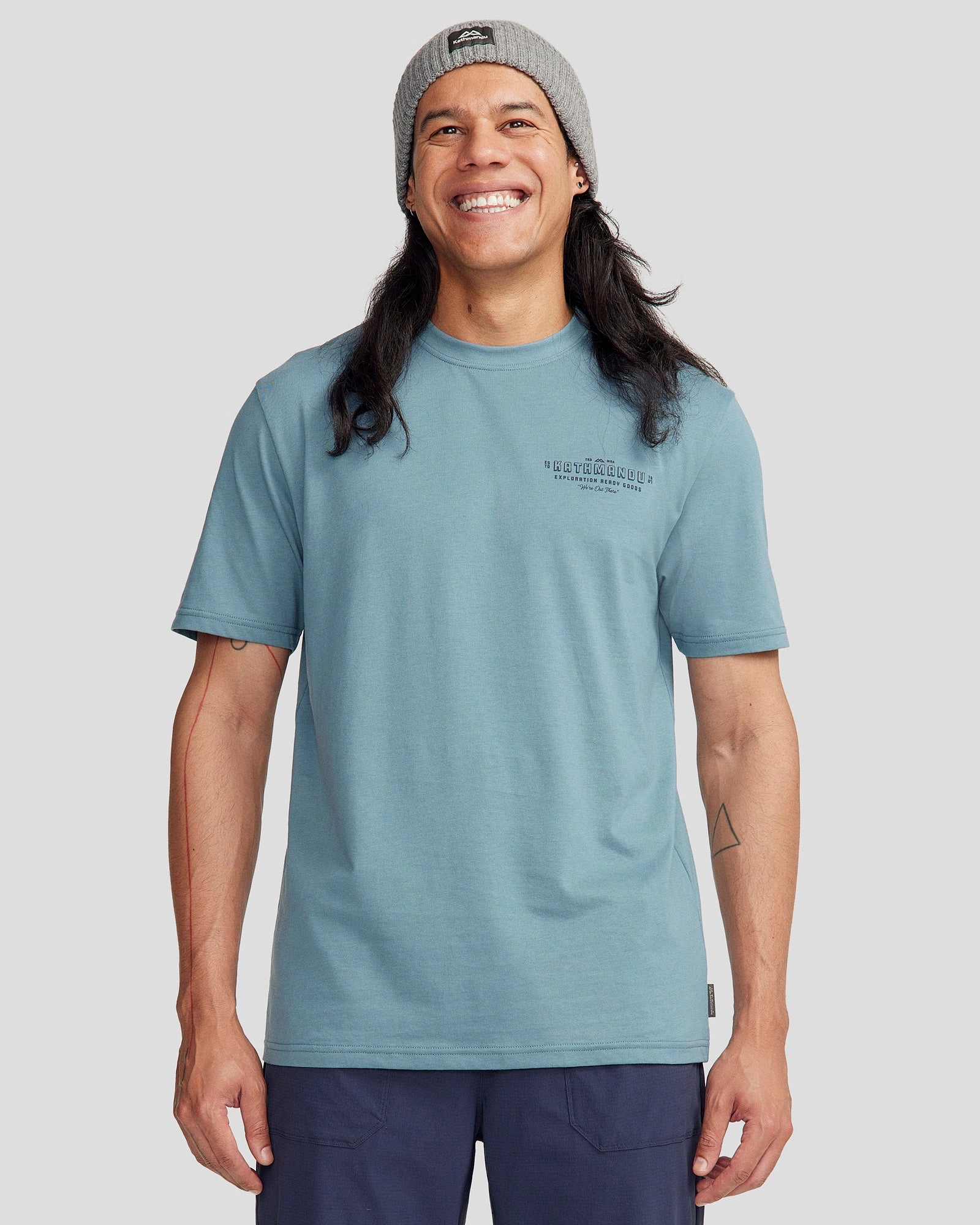 Buttery Soft Fabric FlexibleKnit Men's Exploration Organic Cotton T-shirt - Washed Blue