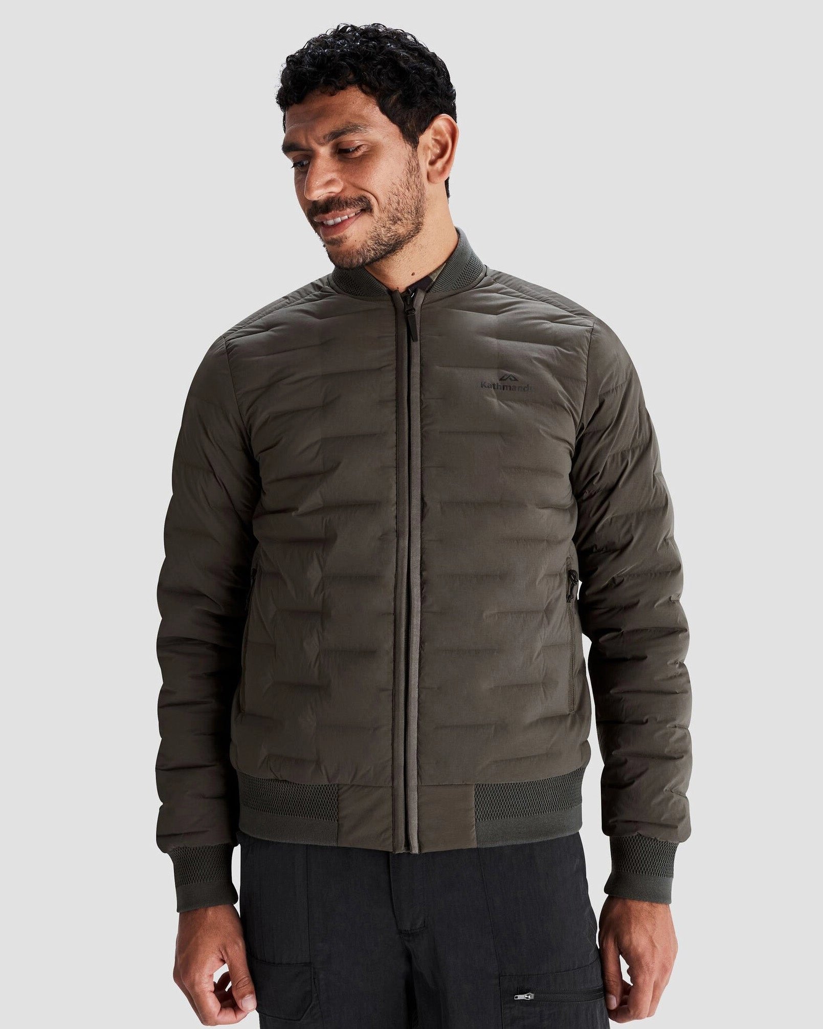 Men's Federate Stretch Down Bomber Jacket - Dark Moss Non Restrictive Tailoring