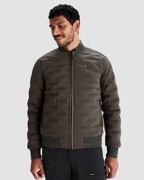 Men's Federate Stretch Down Bomber Jacket - Dark Moss Breathable Softshell Layer Clean Fit