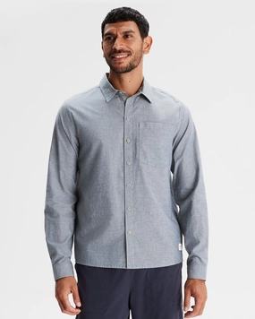 Men's Flaxton LT Long Sleeve Shirt - Chambray Blue Thermoregulating Fabric