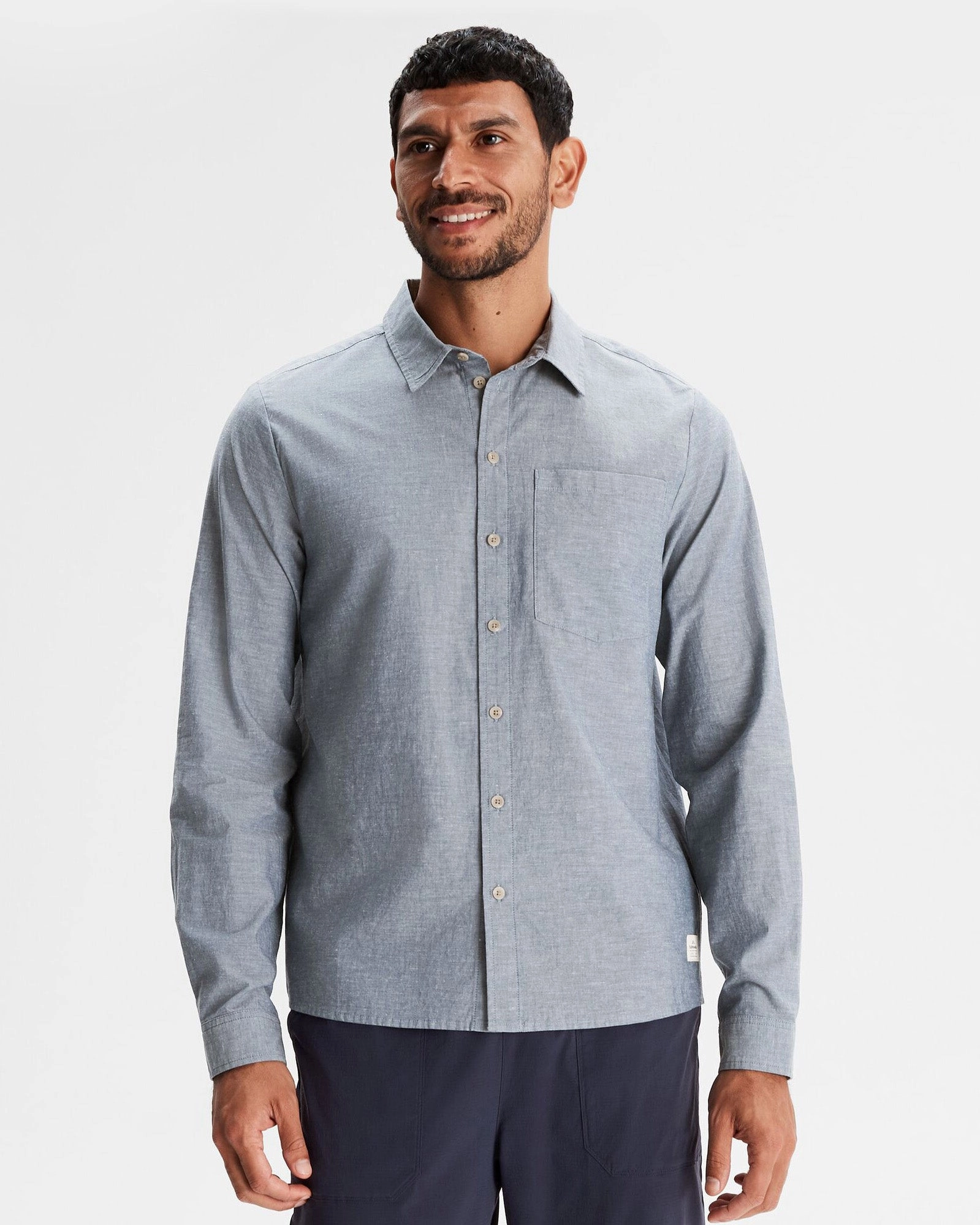 Men's Flaxton LT Long Sleeve Shirt - Chambray Blue Thermoregulating Fabric