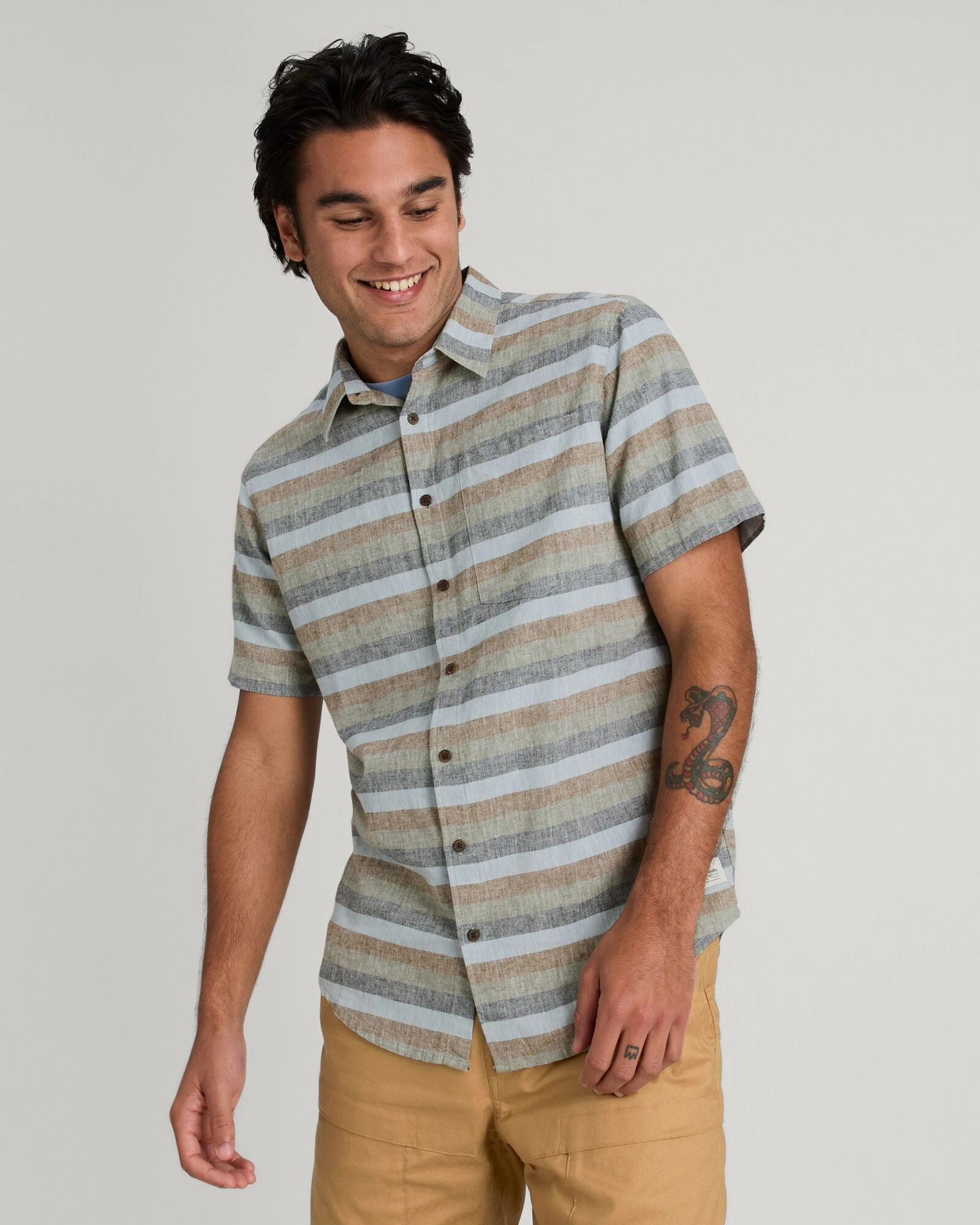 Customizable Option Pullover Design Men's Flaxton Short Sleeve Shirt - Ripple/Night Stripe