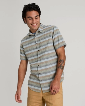 Polished Placket Athleisure Wear Men's Flaxton Short Sleeve Shirt - Ripple/Night Stripe