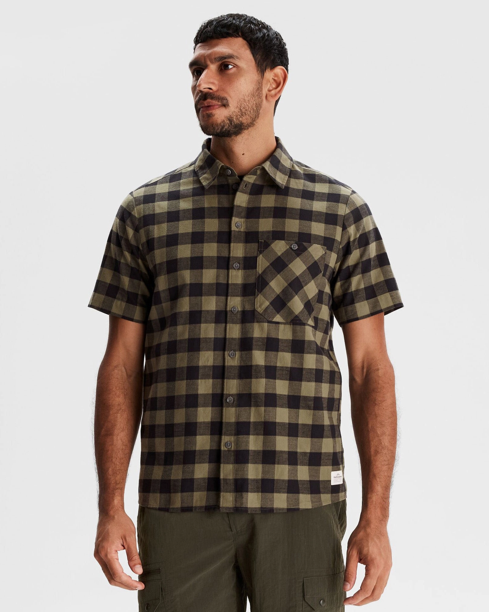 Men's Fyfe Short Sleeve Shirt - Light Moss Gingham Non-irritating Summer Outfit