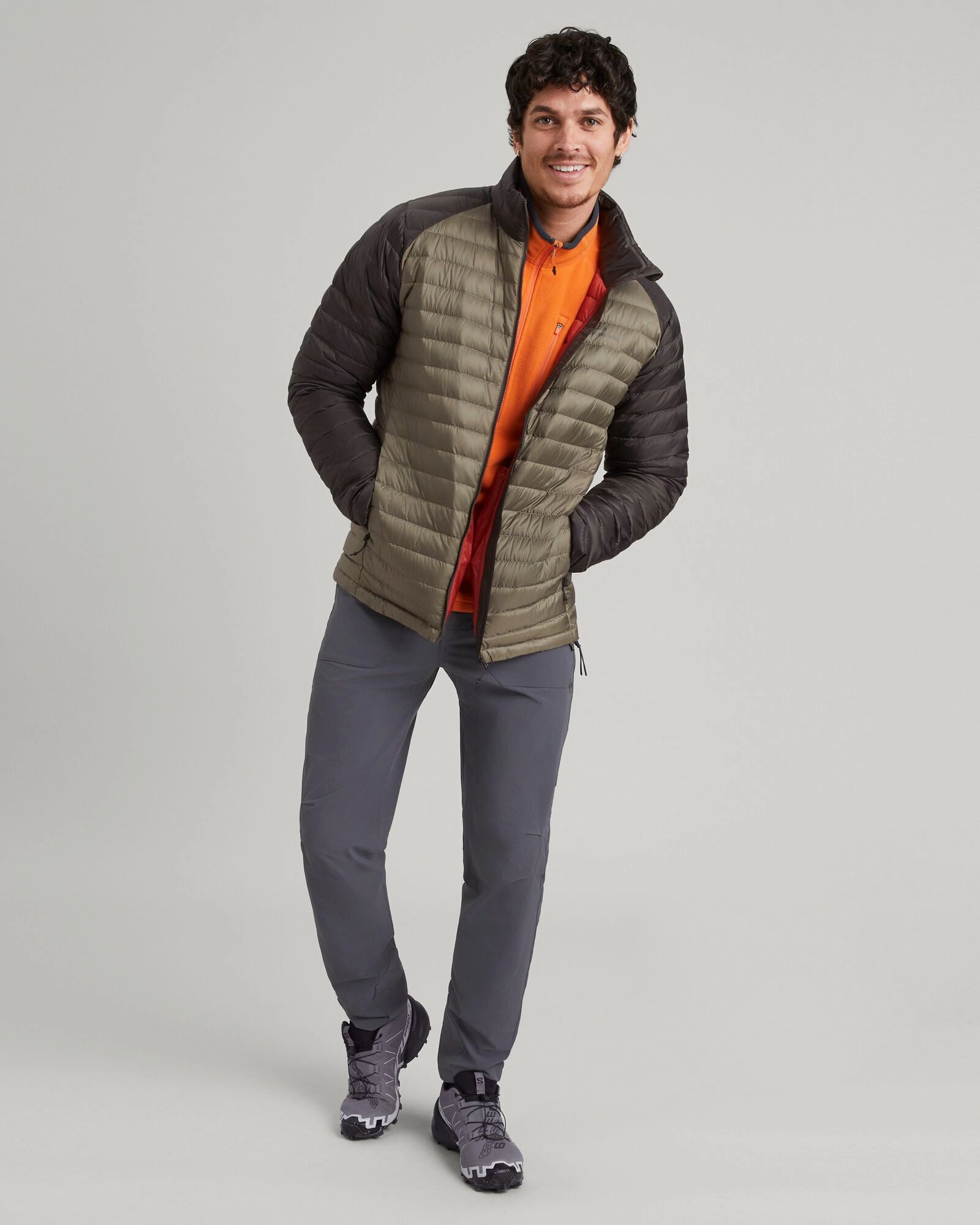 Men's Heli R Down Jacket - Beech/Dark Moss DoubleStitchSeams Work Tough