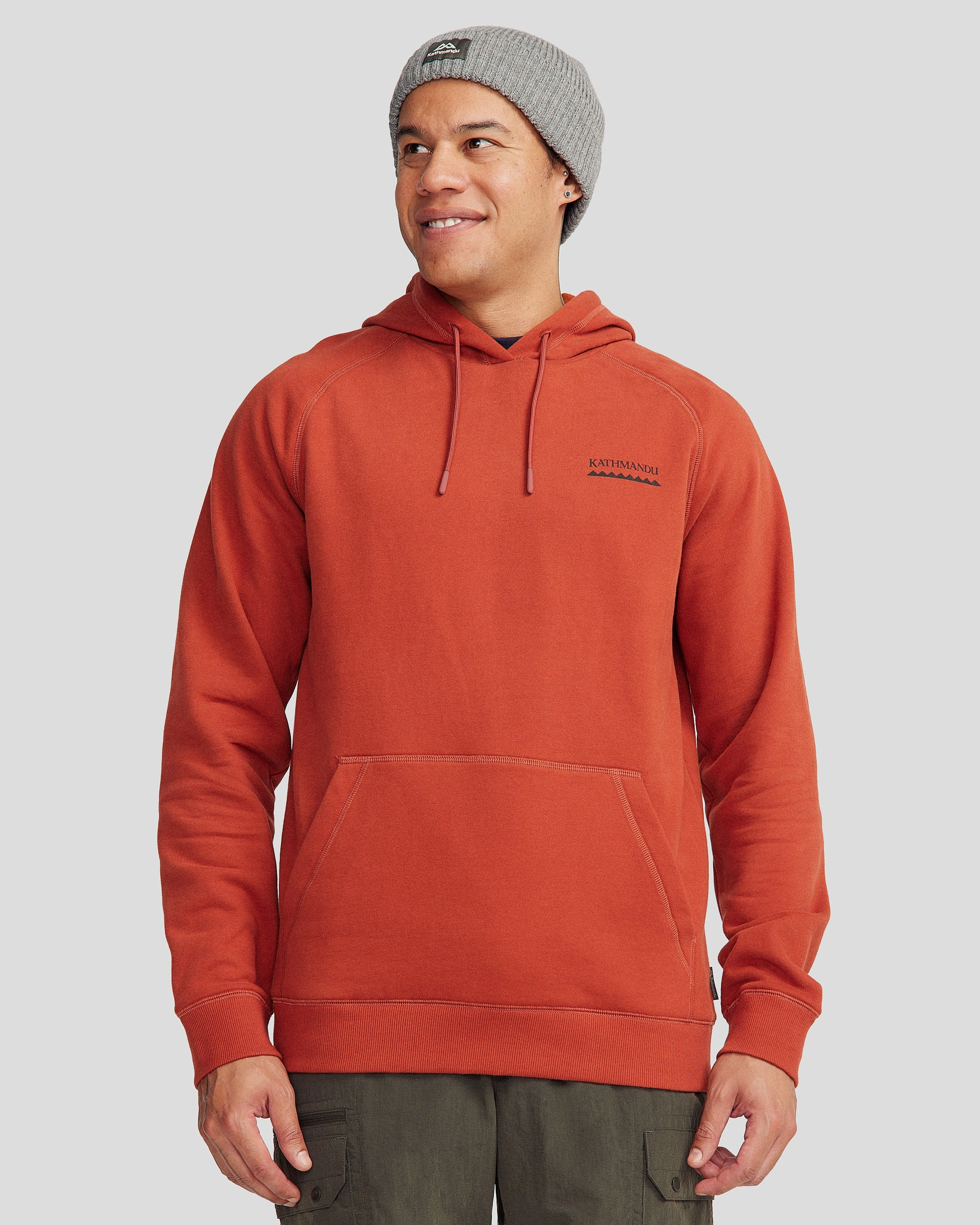 Timeless Appeal Layered Wear Men's Heritage Logo Brushed Hoodie - Redwood