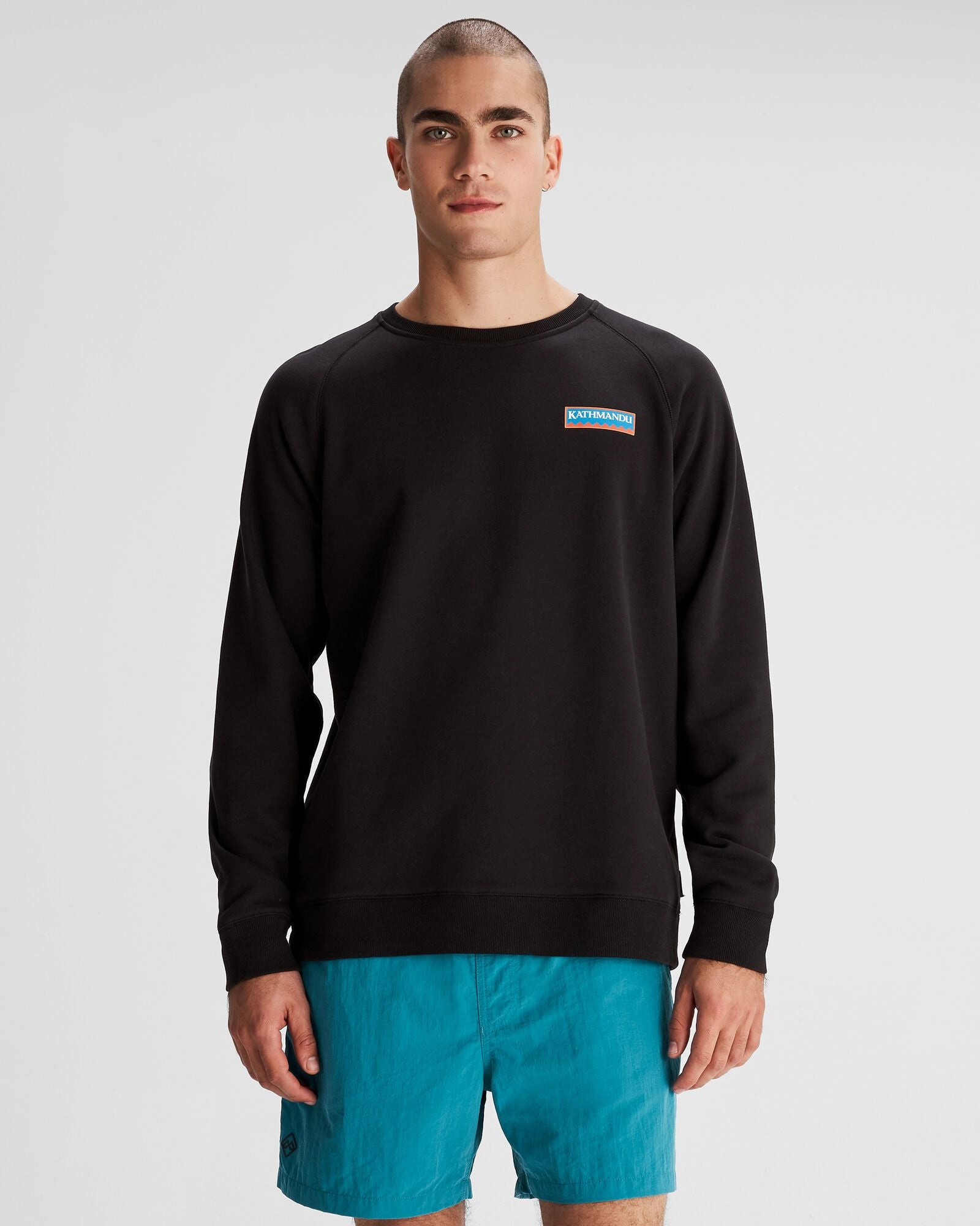 Smart Fashion Men's Heritage Logo LT BB Crew Sweatshirt - Black Stingray