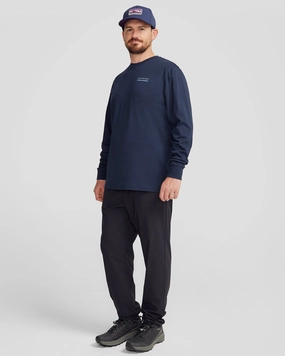 Men's Heritage Logo Organic Cotton L/S Tee - Pure Navy Compact Stitch Pattern