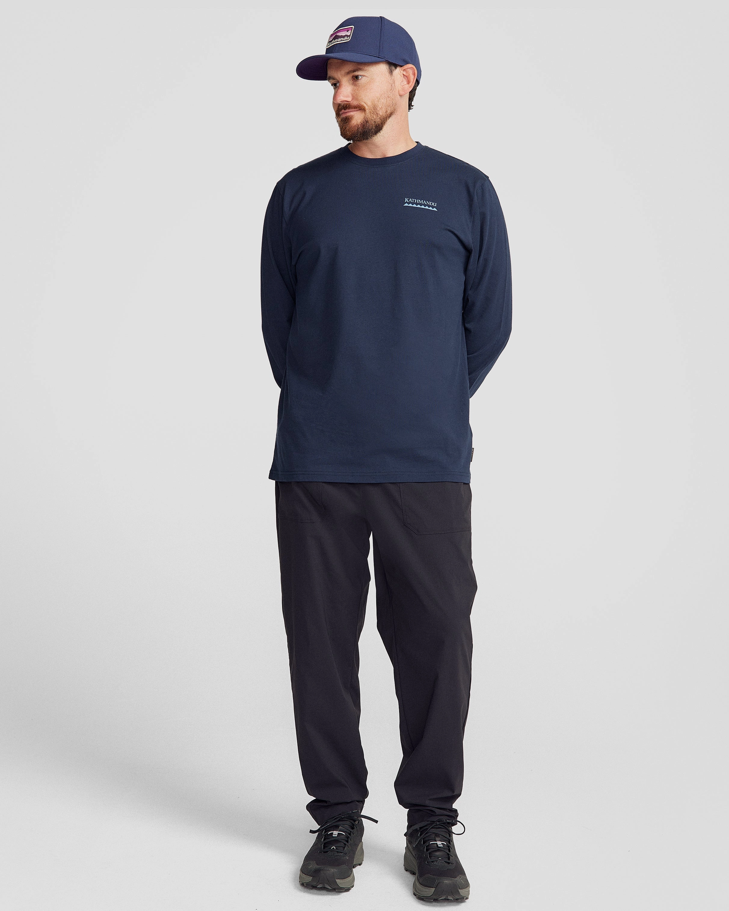 Men's Heritage Logo Organic Cotton L/S Tee - Pure Navy Stretchable Armholes Chill Wear