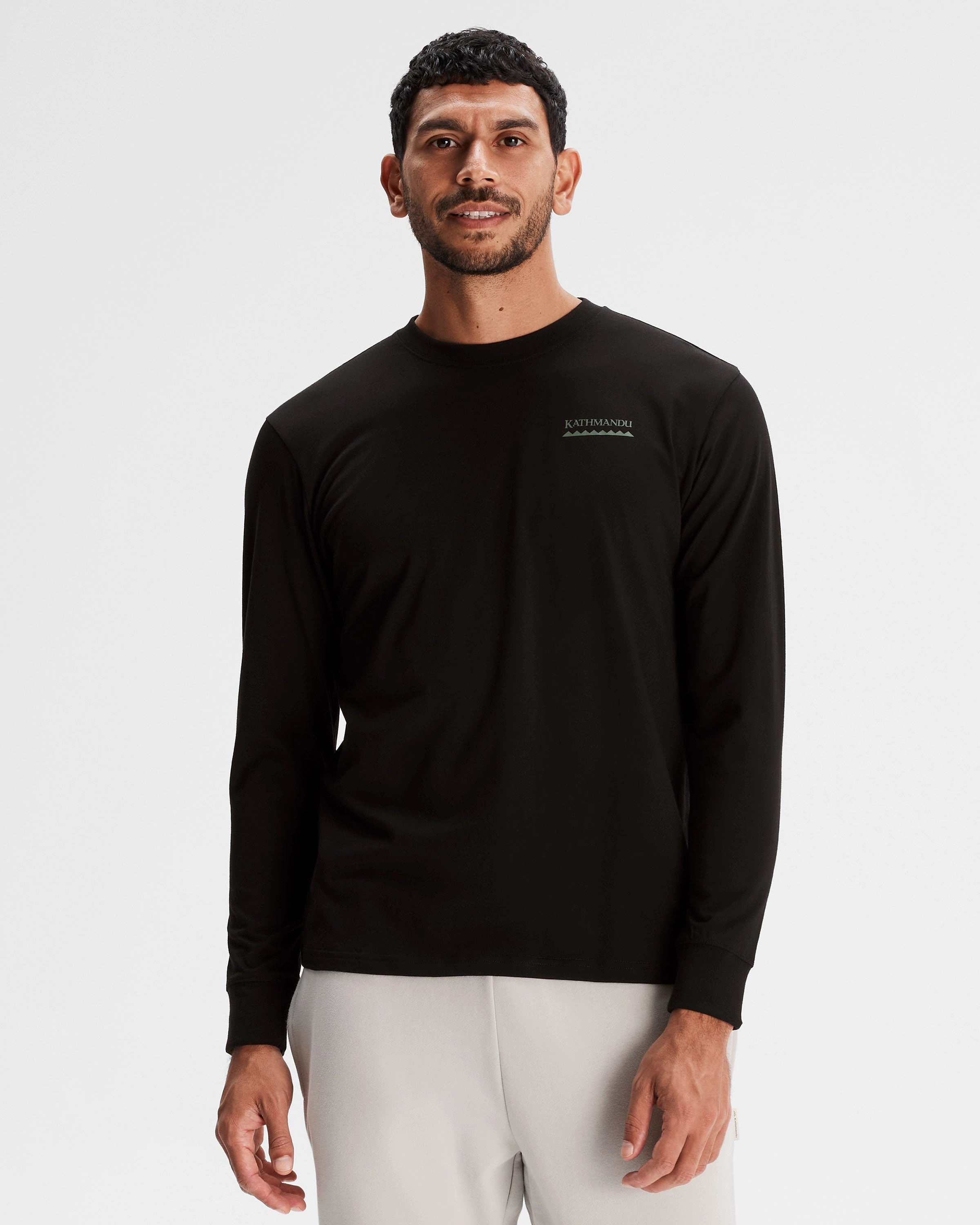 Men's Heritage Organic Cotton Long Sleeve T-shirt - Black Luxurious Soft Fabric