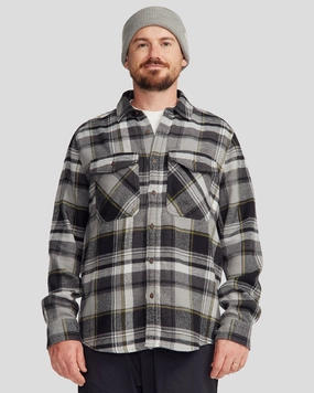 Men's Huntly Long Sleeve Shirt - Hut Plaid Steel Grey Breathable Cotton networking event