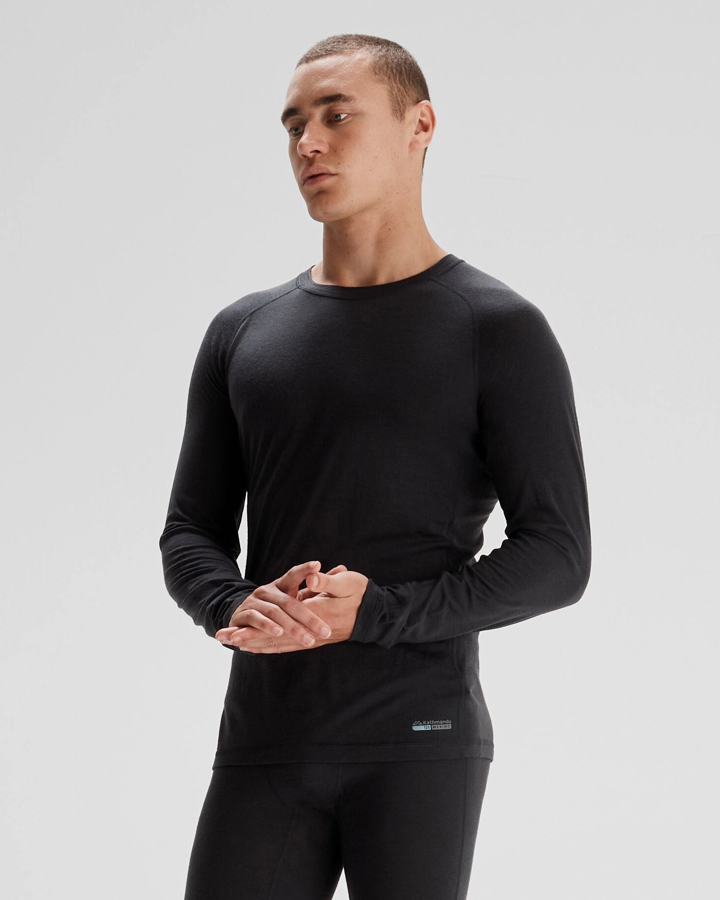 Seamless construction Non Restrictive Cut Men's K-Merino 125 Baselayer Top - Black Stingray