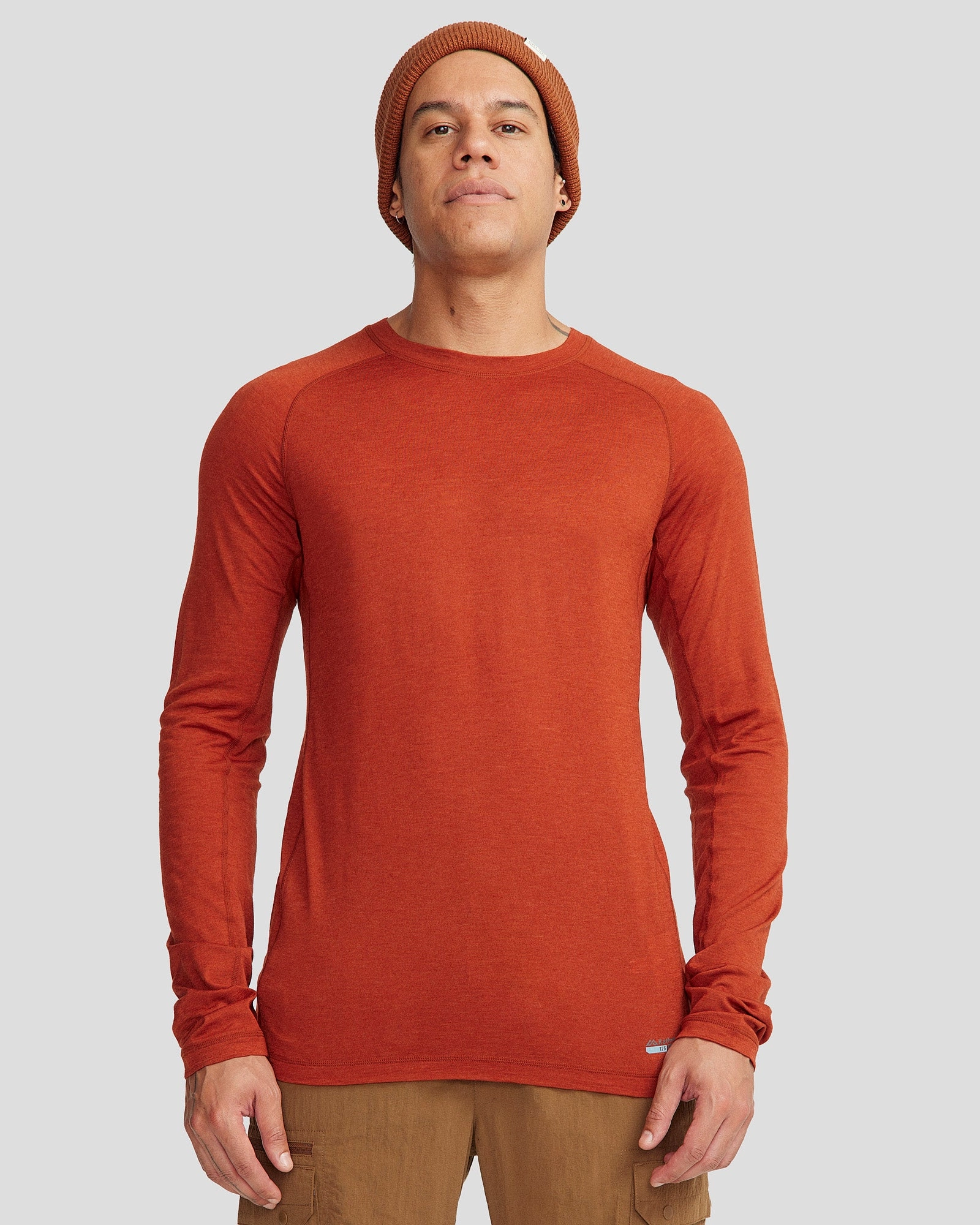 Temperature Control Fabric Men's K-Merino 125 Baselayer Top - Redwood